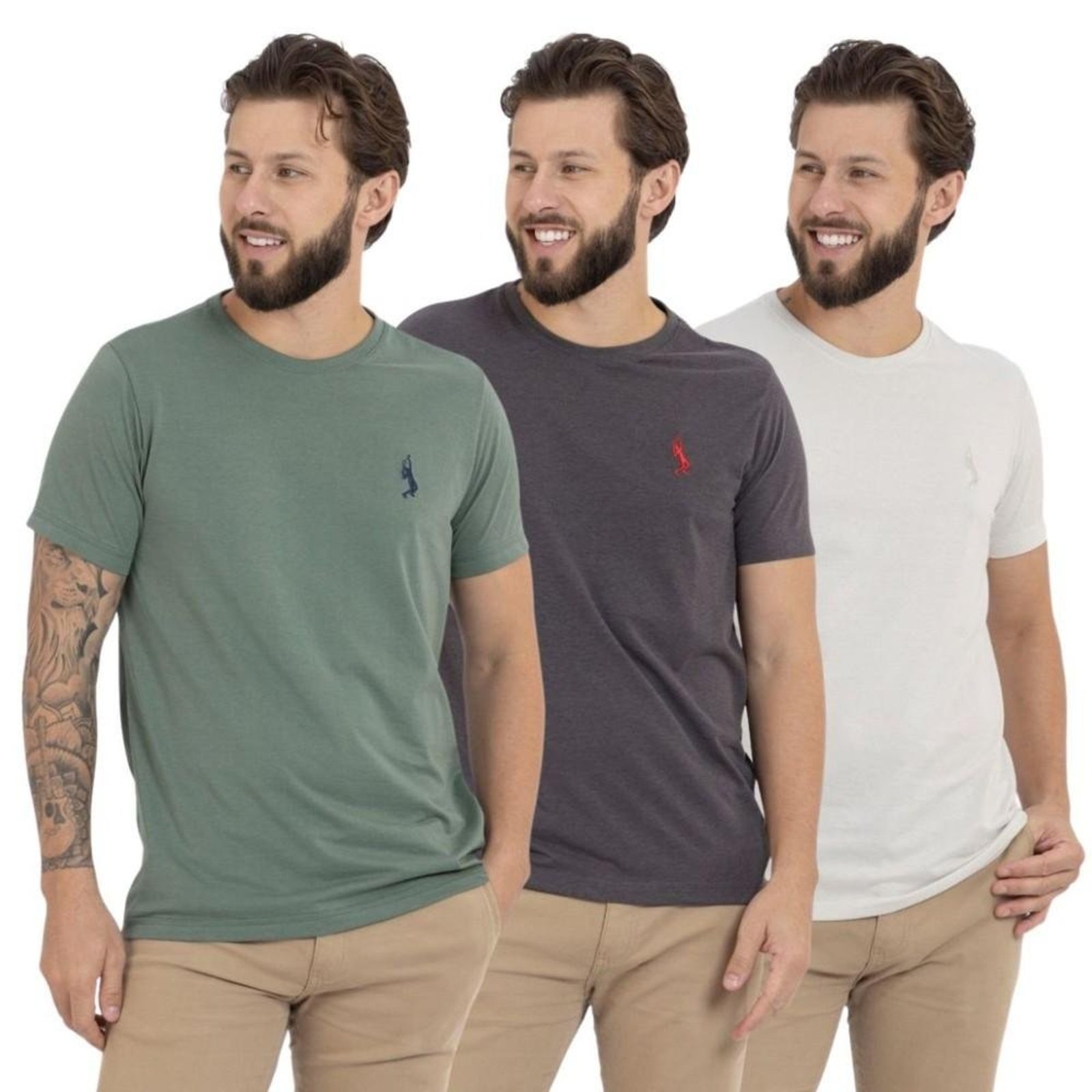 Kit 3 Camiseta Básica Casual Masculina Confortável em Malha Leve