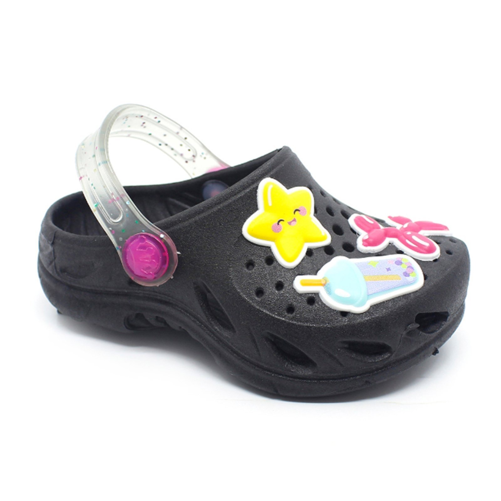Infantil – Babuche Plugt Ventor Baby Patches Estrela Gliter Preto