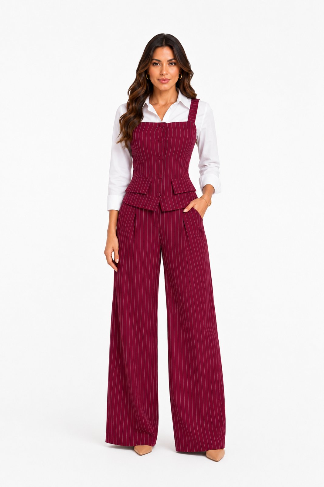 Conjunto Social D Bell Outlet Fashion Colete Vinho