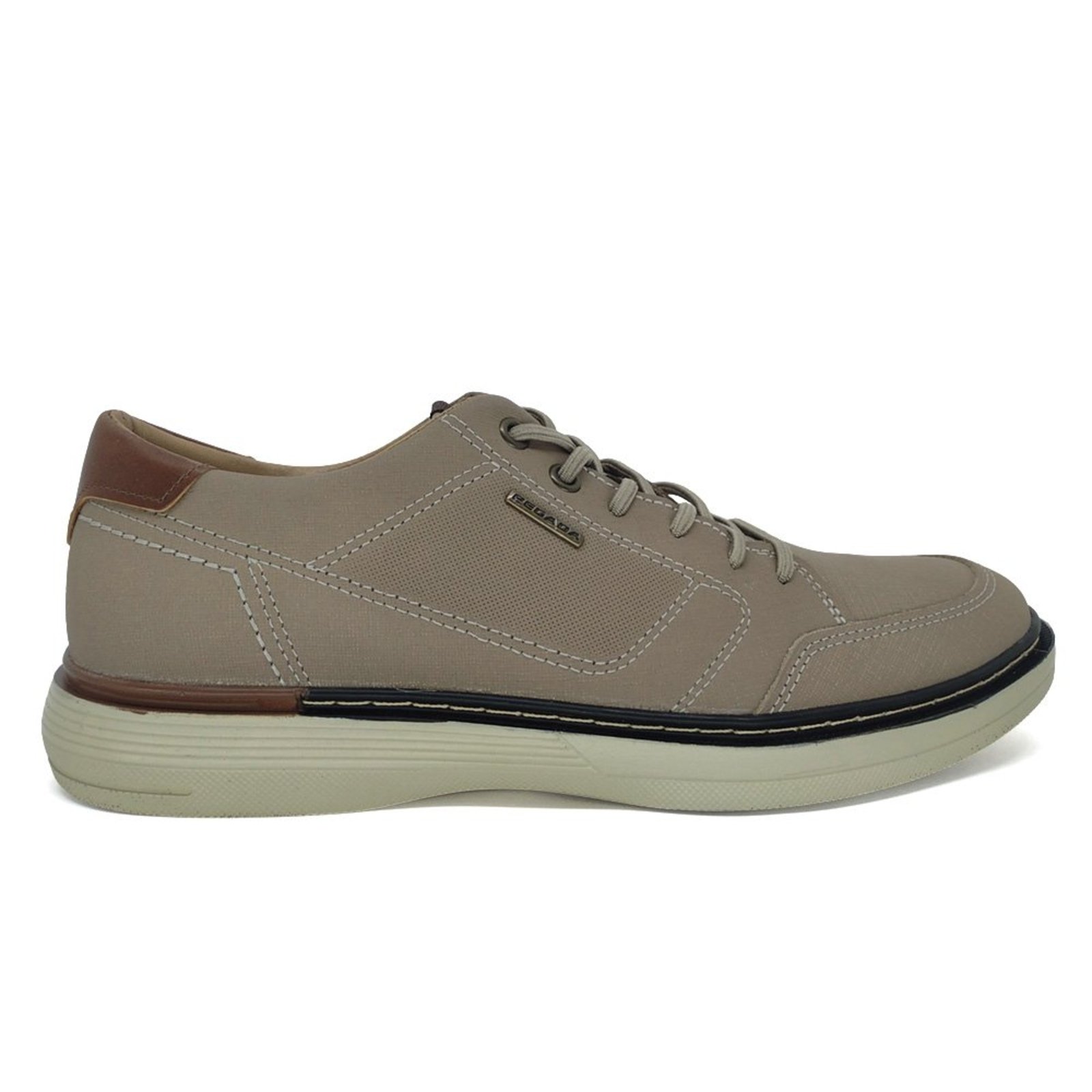 Sapato Casual Masculino Pegada Couro Com Elástico 127604 Areia