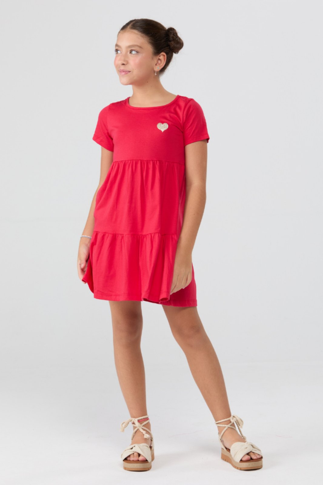Infantil - Vestido Aplique Termocolante Vermelho