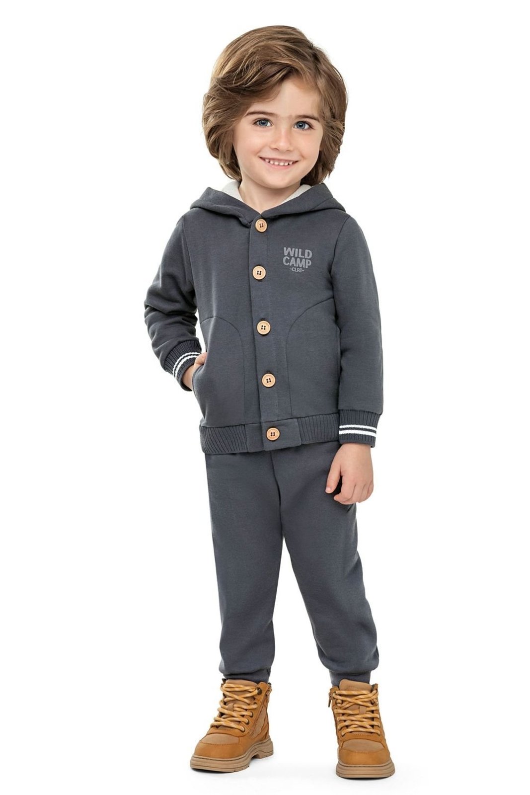 Infantil - Conjunto Menino Com Capuz Colorittá Cinza