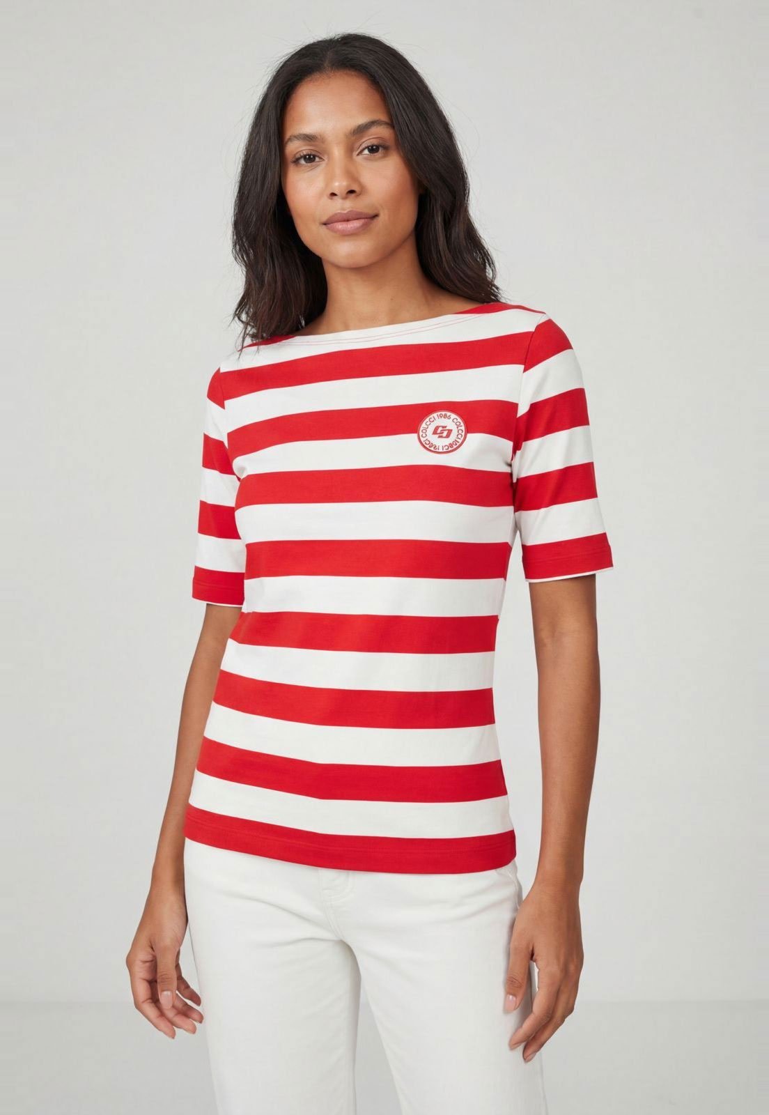 Vista 2 Blusa Feminina Colcci Listrada Vermelha vermelho Colcci vermelho