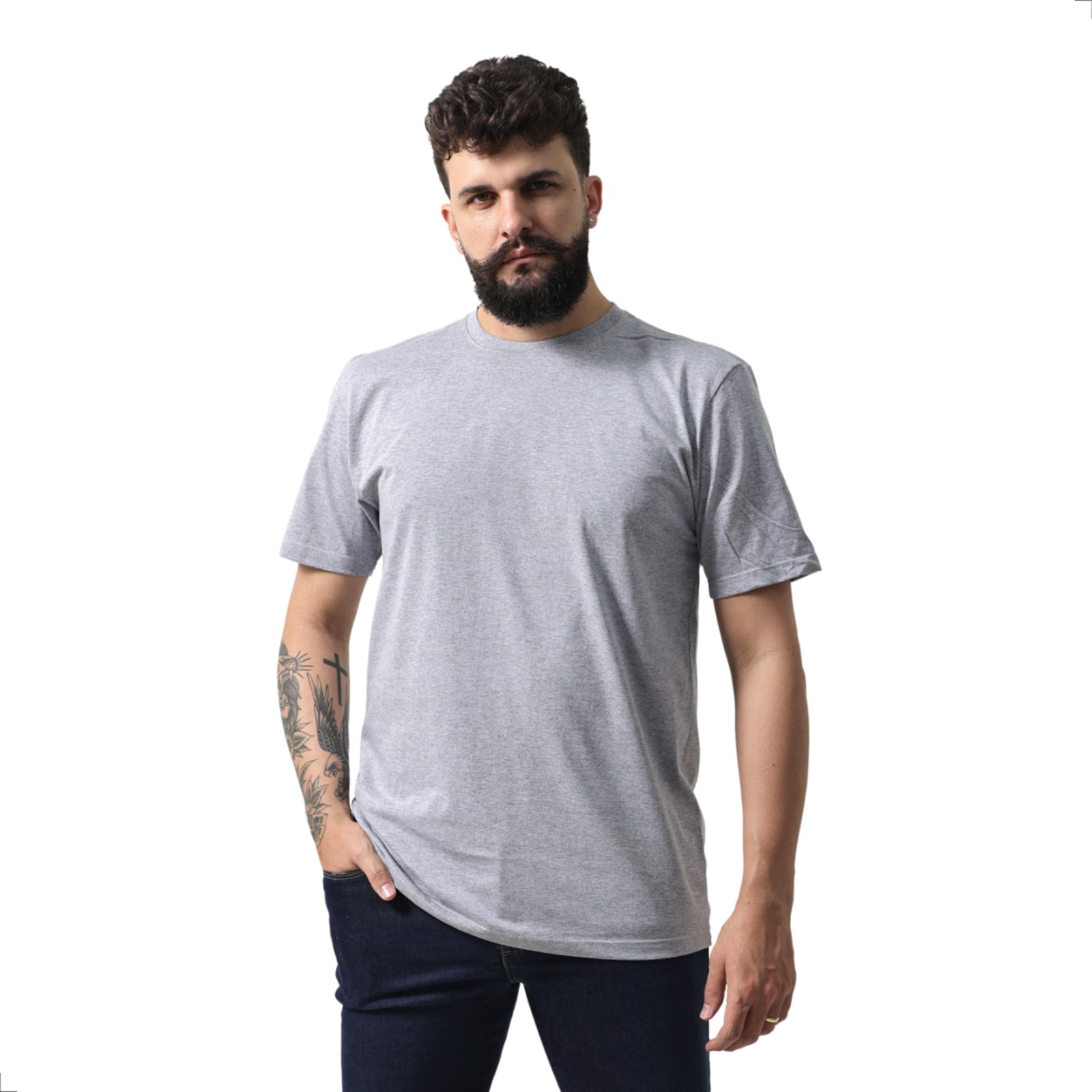 Camiseta Básica Tech 100% Algodão Cinza