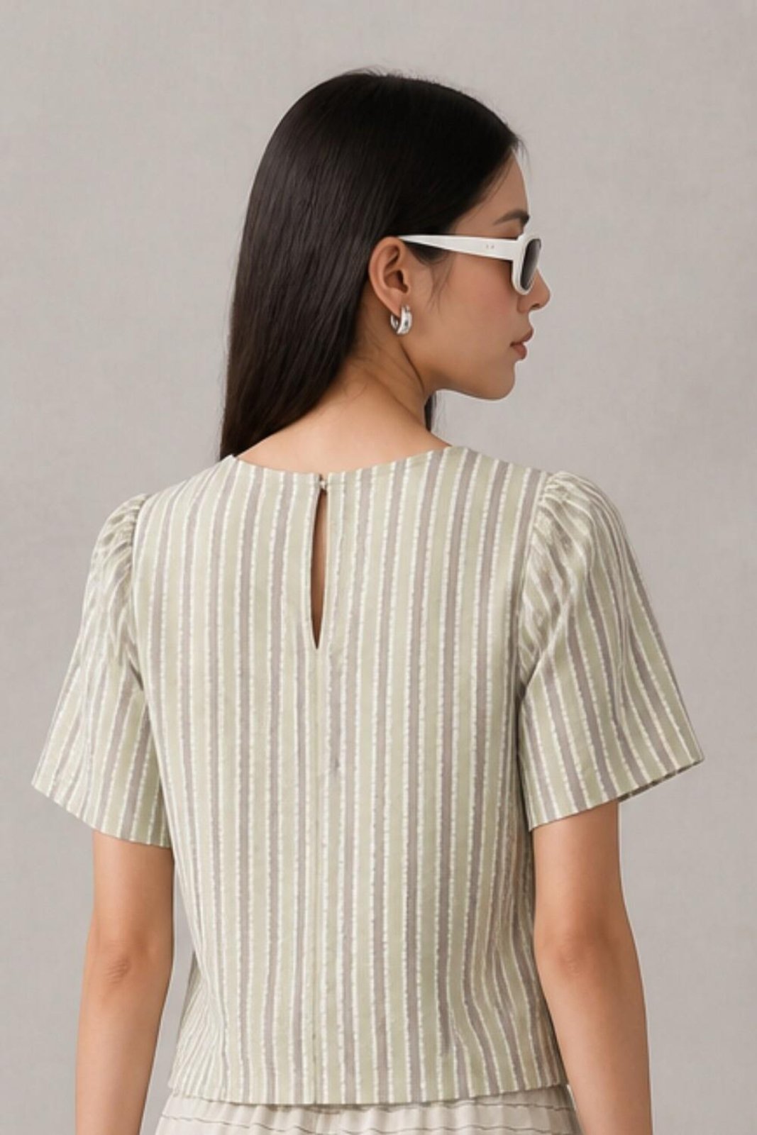 Blusa listra enrugada Verde