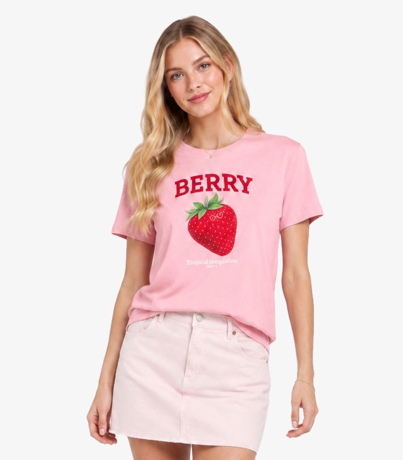 Infantil - T shirt Feminina Manga Curta Com Estampa Minty Rosa