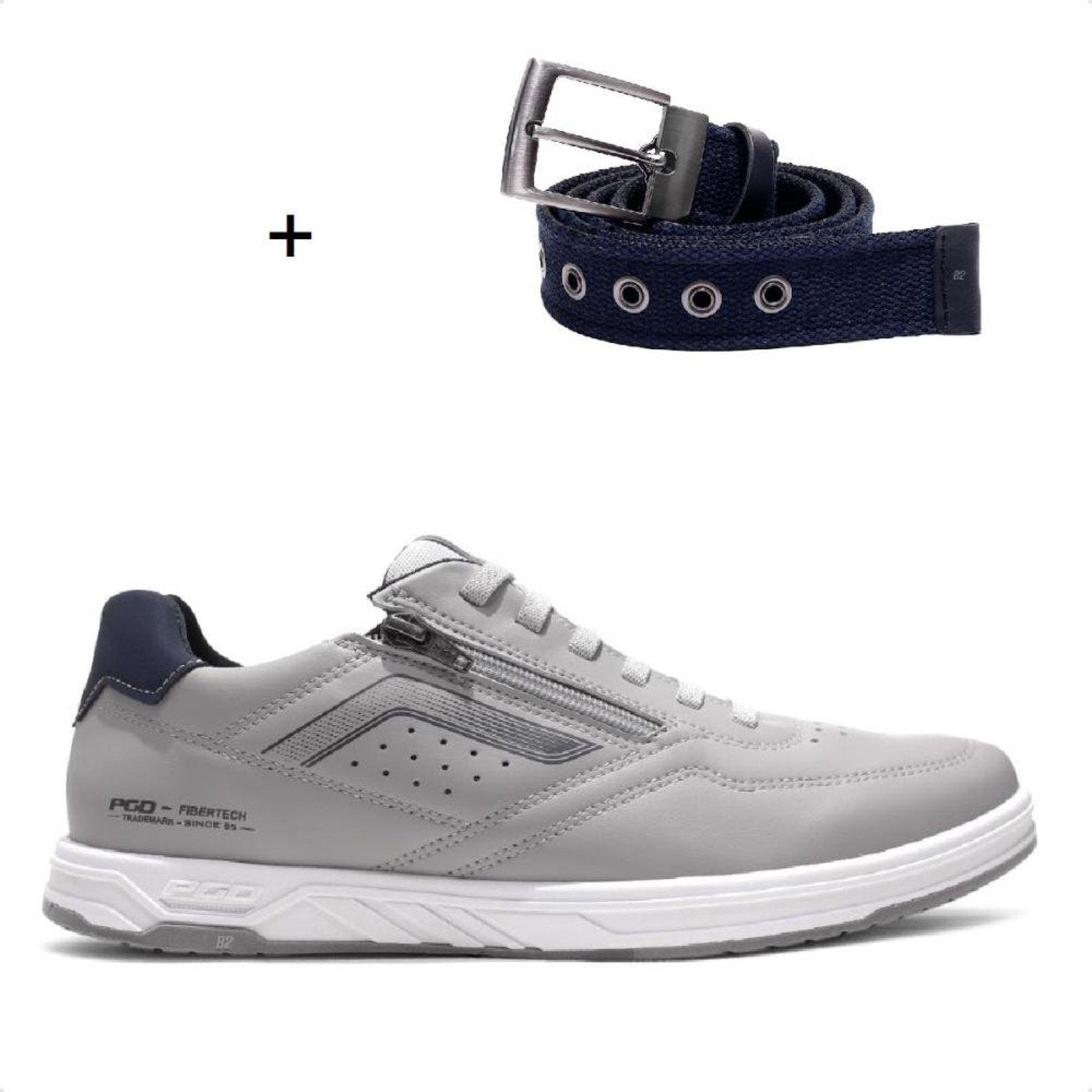 Sapatênis Pegada Oliver Masculino + Cinto Dupla Face Fivela Cinza
