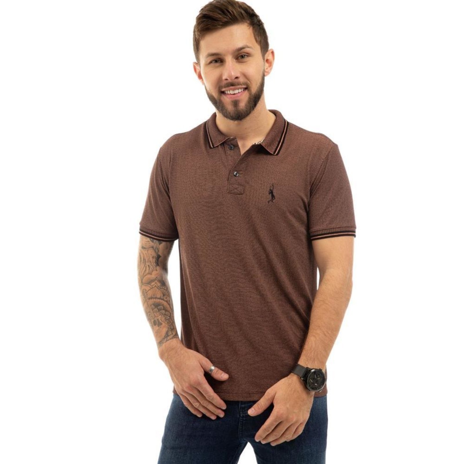 Camiseta Masculina Polo John Pull Manga Curta Moda Casual