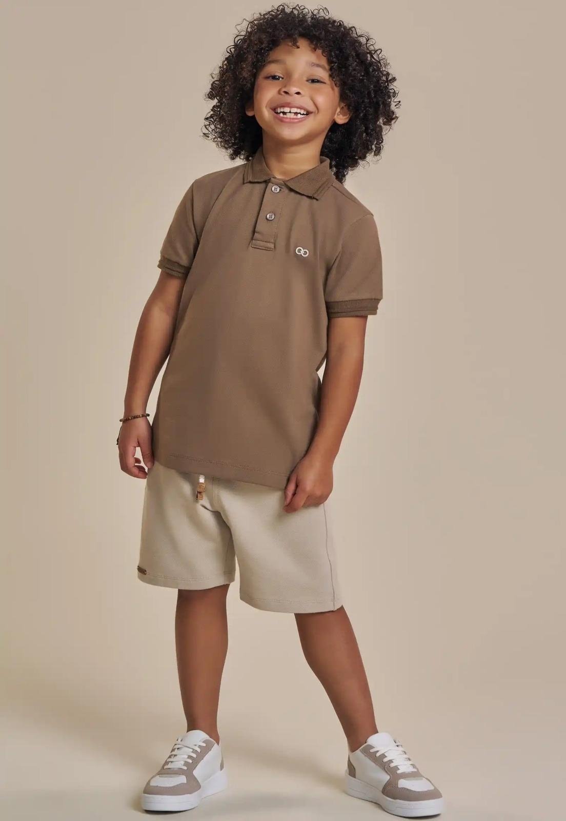 Infantil - Conjunto Menino Shorts Polo Marrom LucBoo 10 Marrom