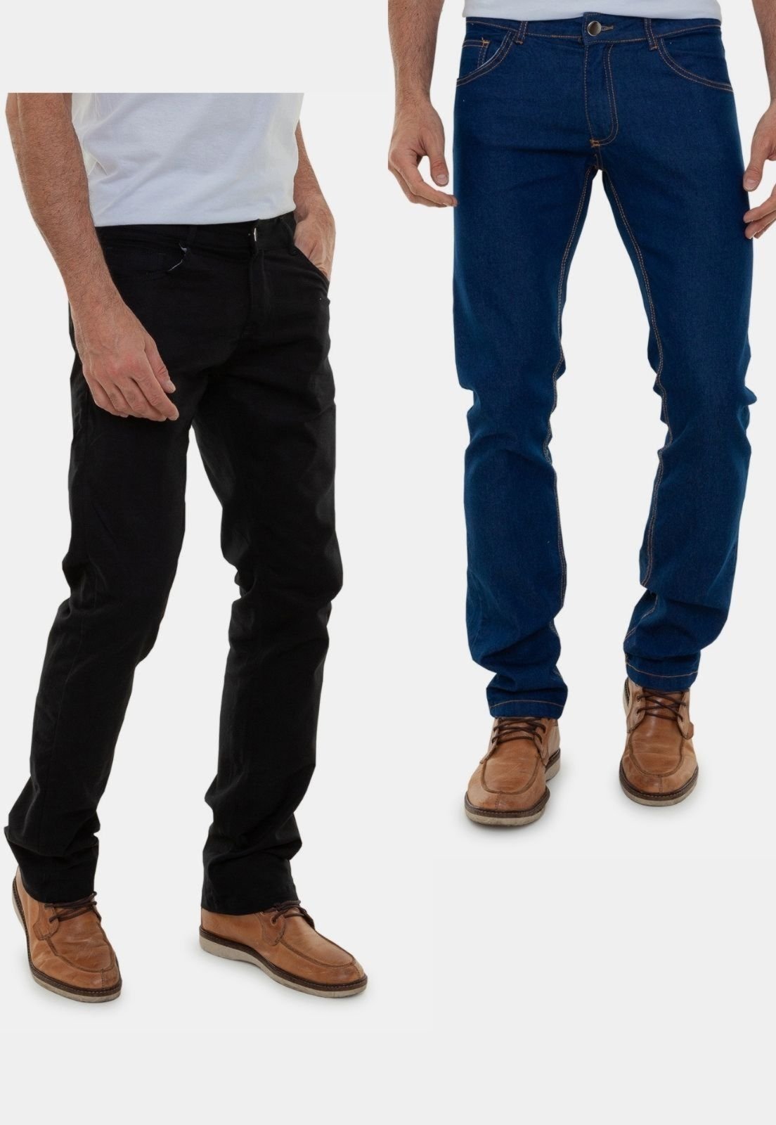 Kit 2 Peças Calça Jeans Premium e Calça Sarja Preta Versatti Nova York Multicolorido