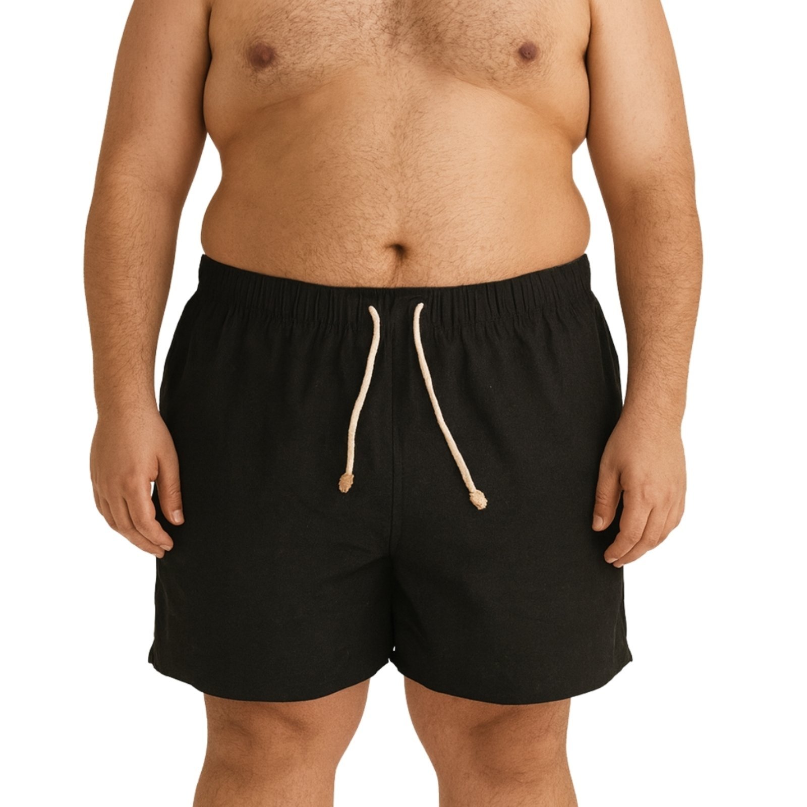 Vista 3 Kit 2 Shorts de Linho Premium Bermuda Masculina Moda Praia Luxo Relaxado branco Relaxado branco