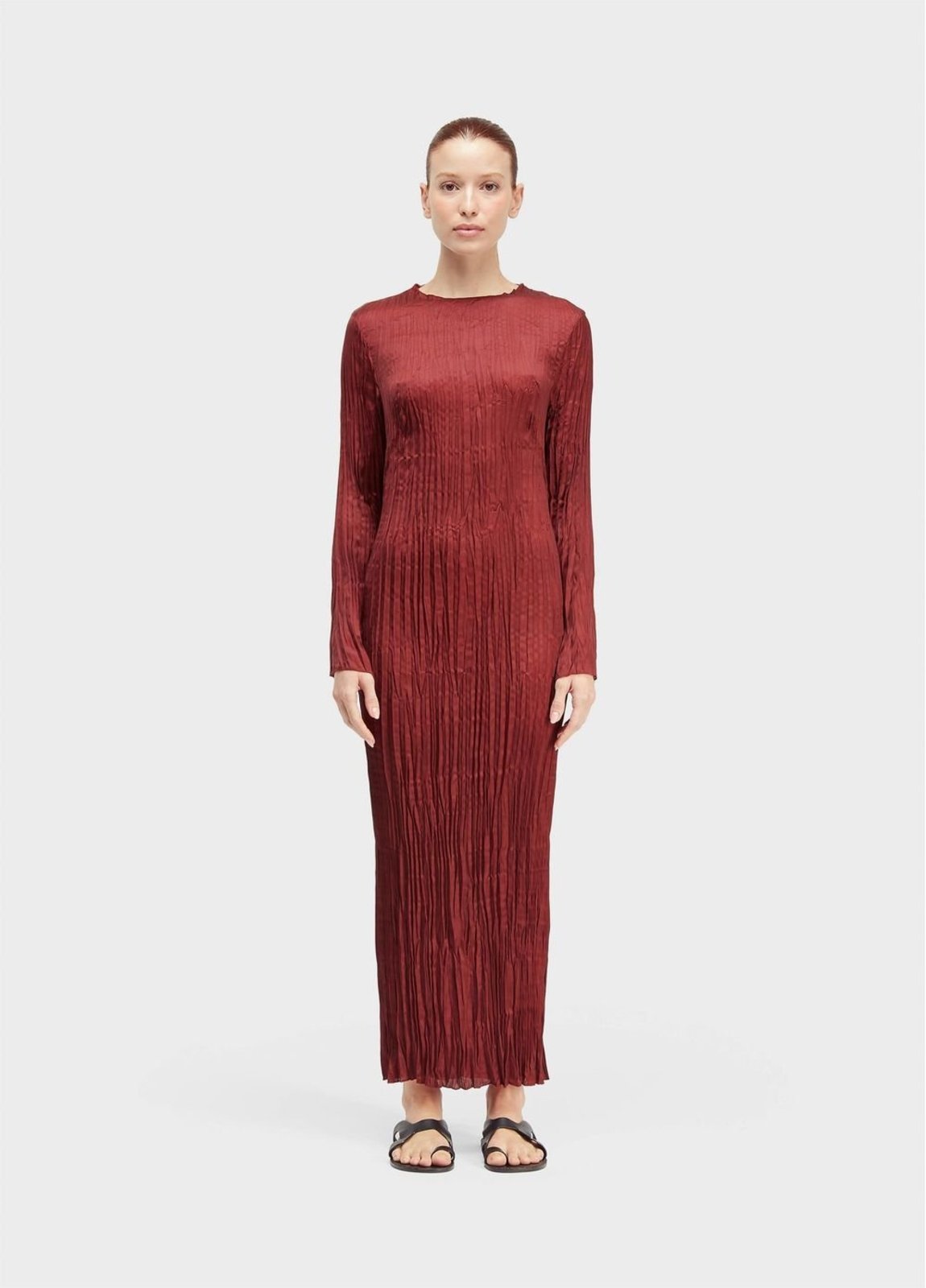Vestido longo wrinkled satin double OSKLEN