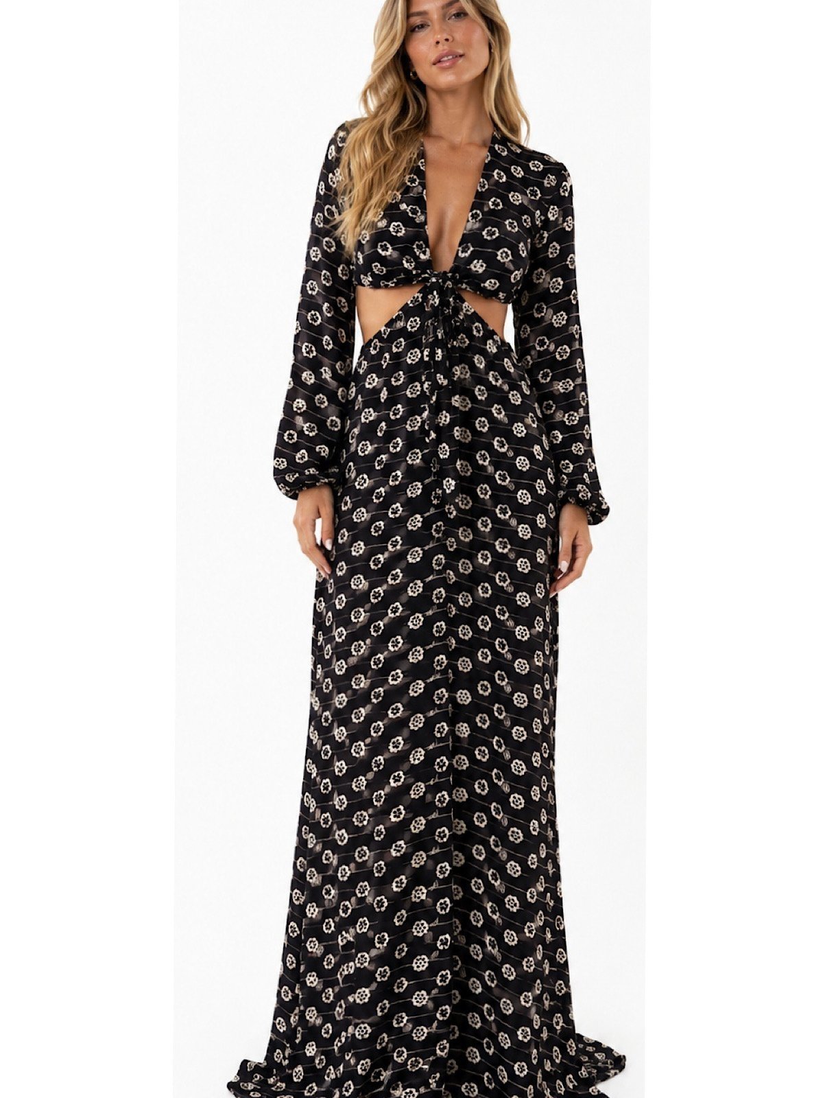 Vestido Festa Recortes Dourado com Preto Miesse