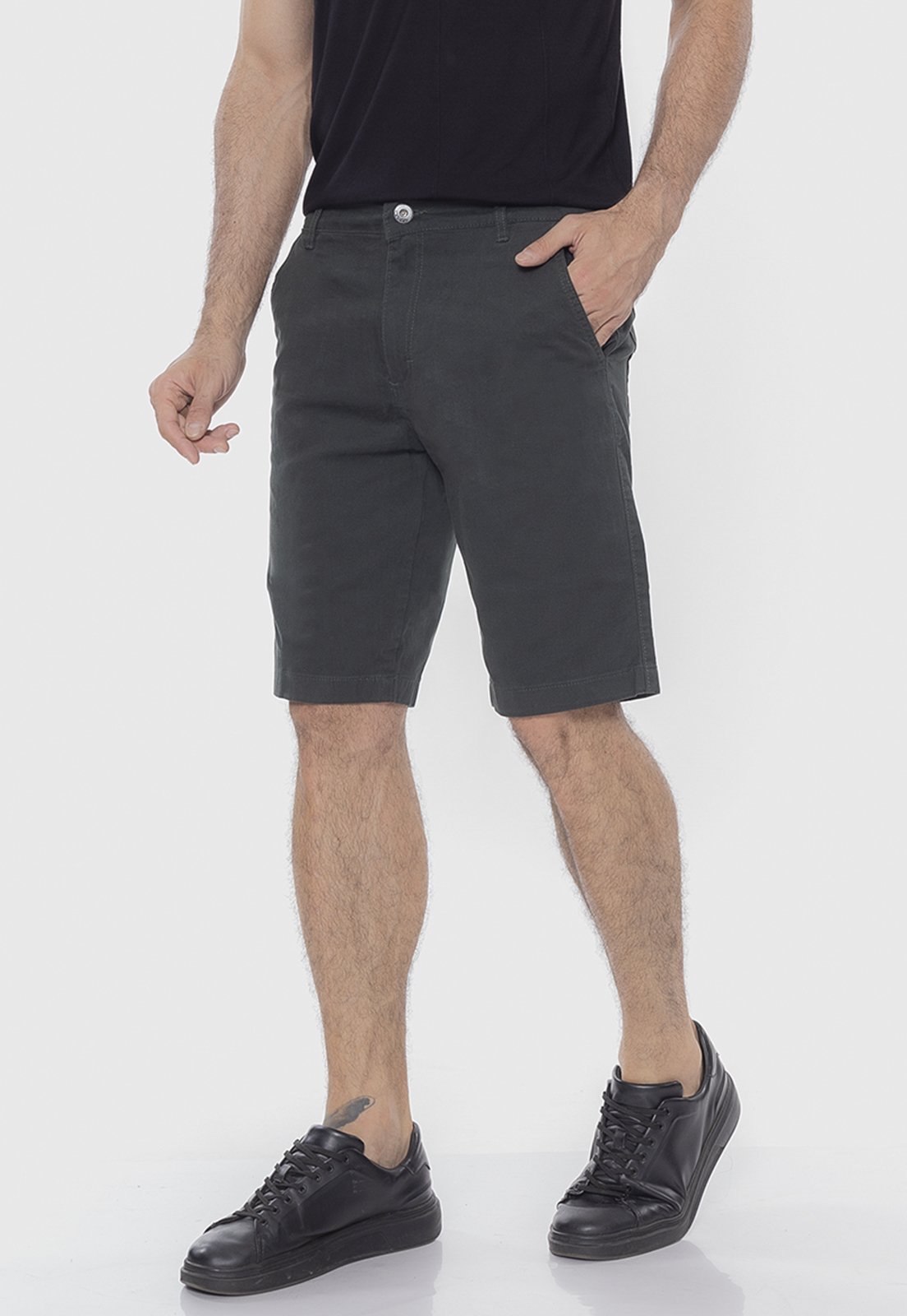 Bermuda Sarja Masculina Passeio Conforto Elastano 7879 Verde Escuro