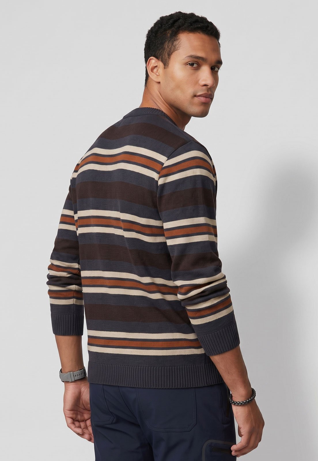 Suéter Masculino Quiksilver Listrado Marrom