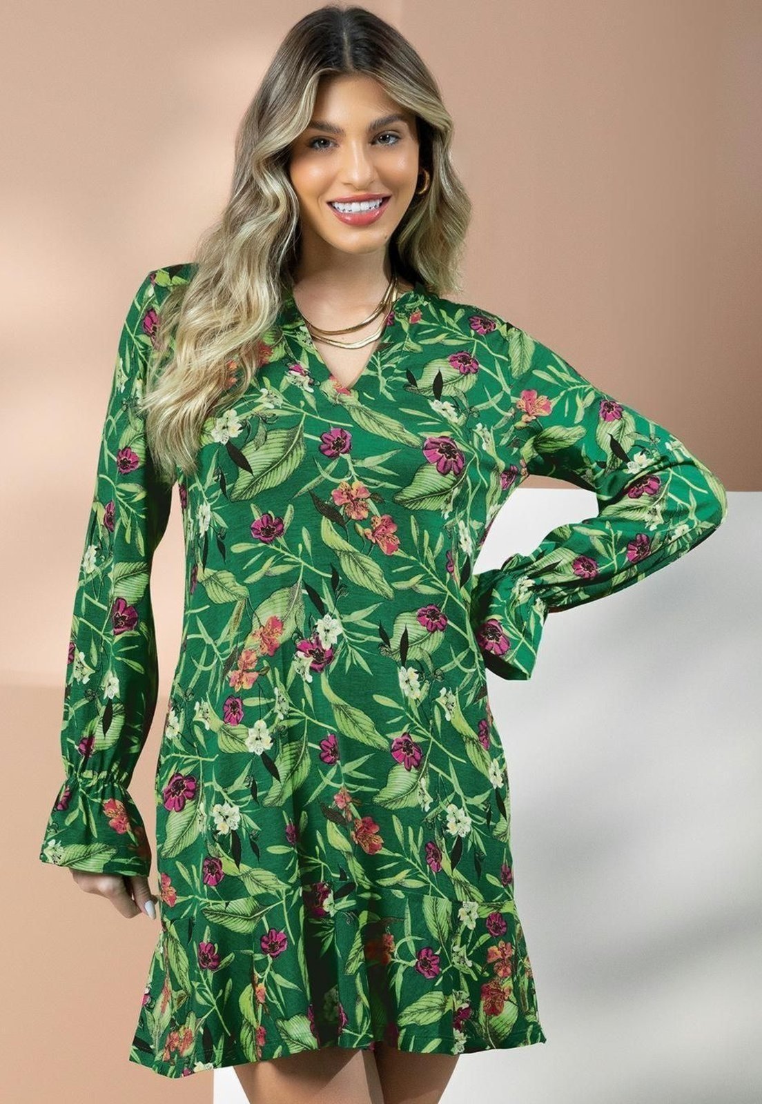 Vestido Soltinho Com Bolsos Verde Quintess