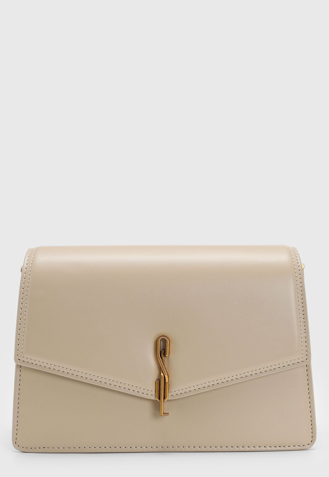 Bolsa Feminina Santa Lolla Alça Corrente Dourada Bege