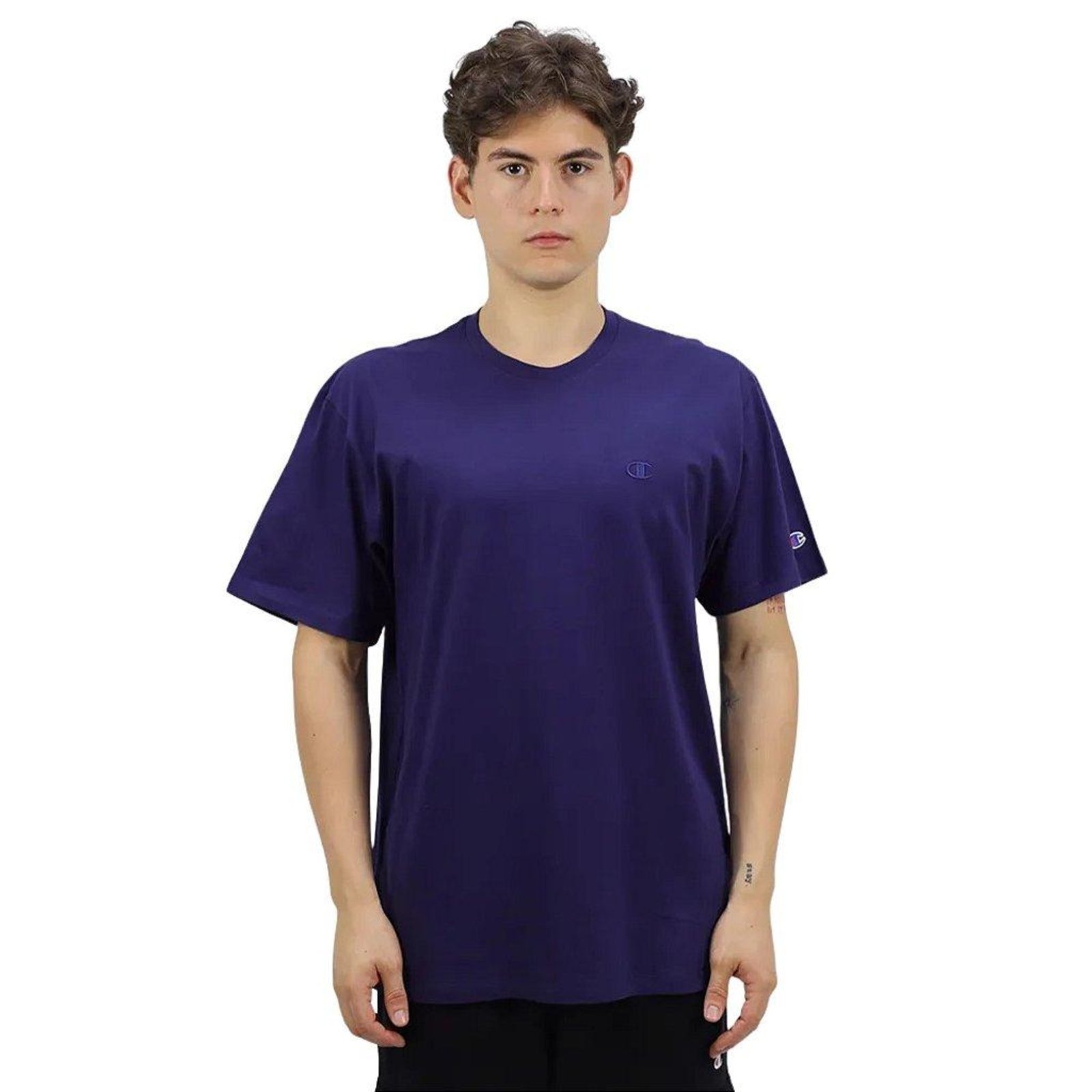 Vista 2 Camiseta Manga Curta Champion Basic C Emb Logo Tst Athletic azul marinho Champion azul marinho