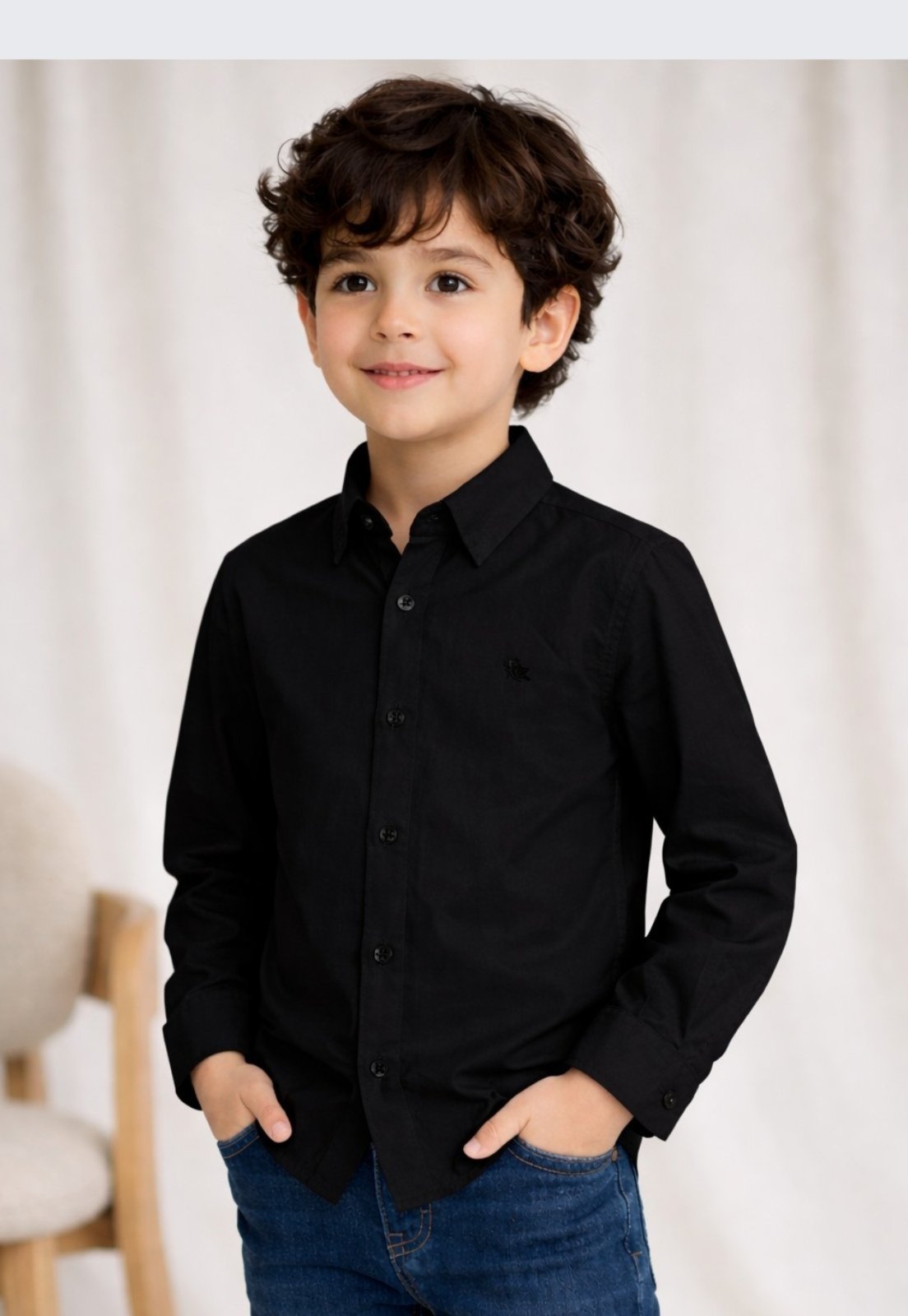 Infantil - Camisa Social Menino Manga Longa Daze Modas Preta