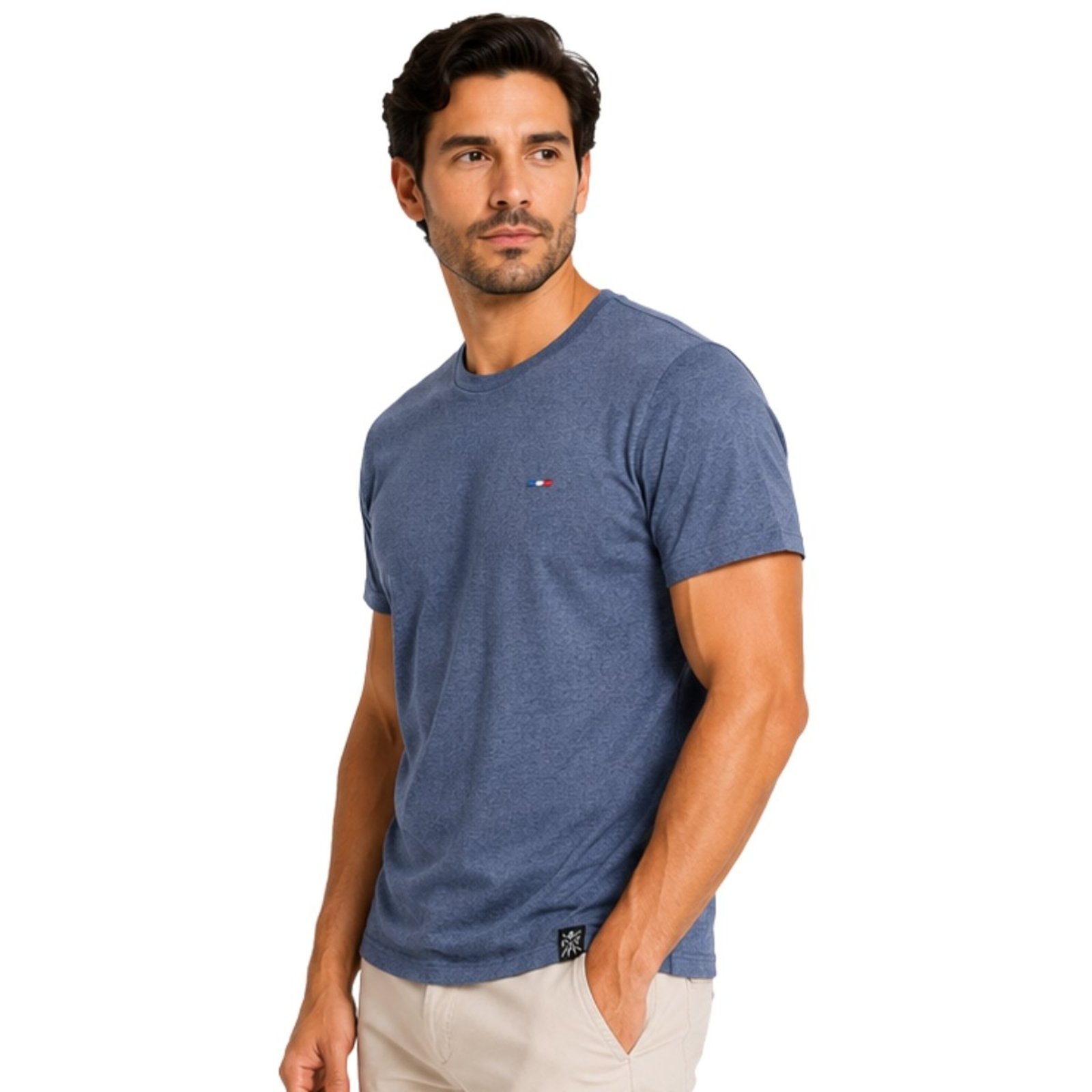 Camiseta Masculina Básica Lisa FMF Conforto Premium Marinho Mescla