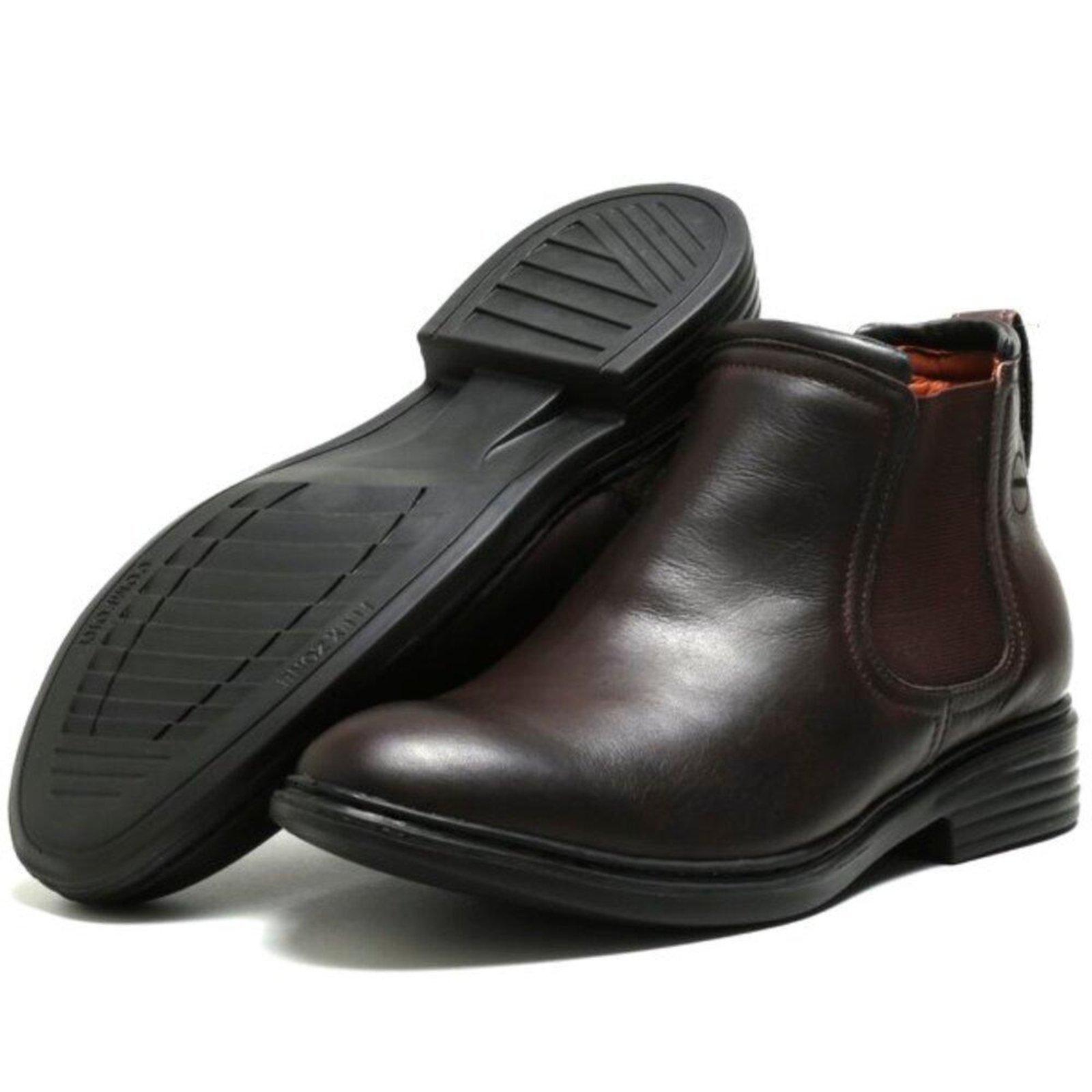 Bota Confortável Masculina Couro Look Stock Mais Leve Estilo Café
