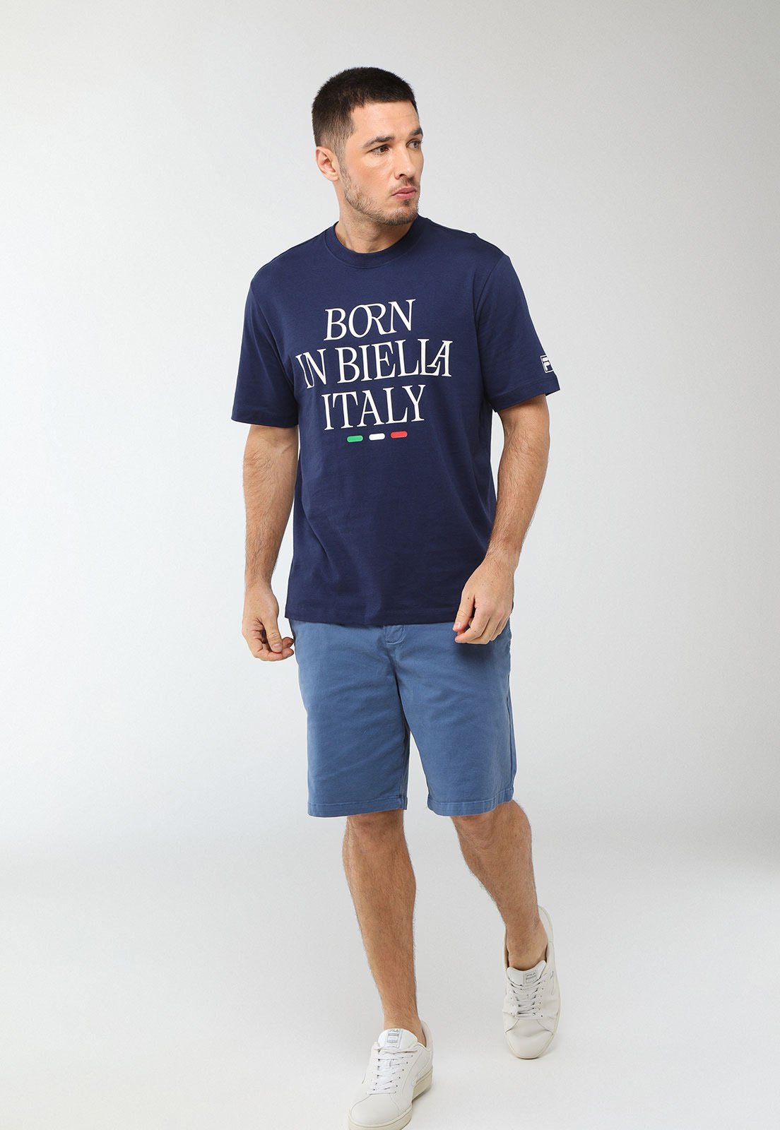 Vista 3 Camiseta Masculina Fila Comfort Born In Biella azul marinho Fila azul marinho