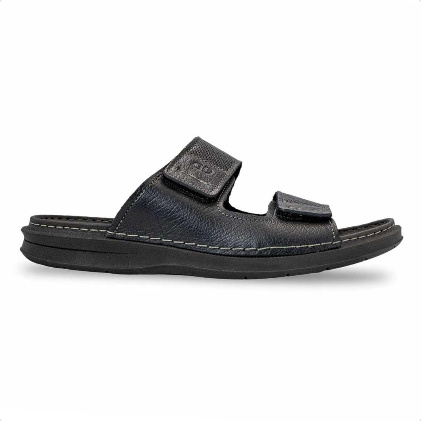 Sandália de Couro Democrata Masculina Double Lazy 693103 Preto