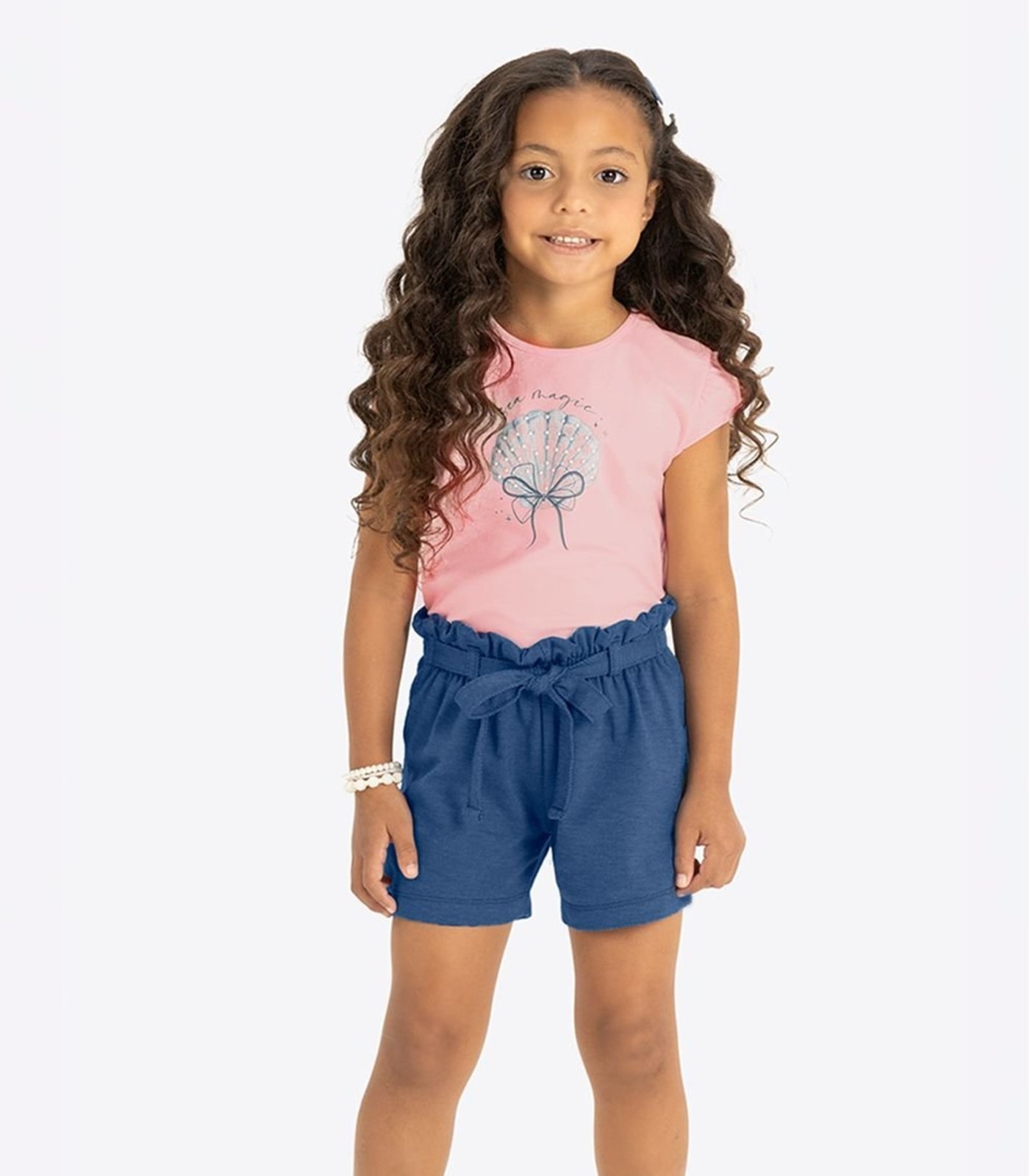 Infantil - Conjunto Verão Menina Com Strass Rovi Rosa