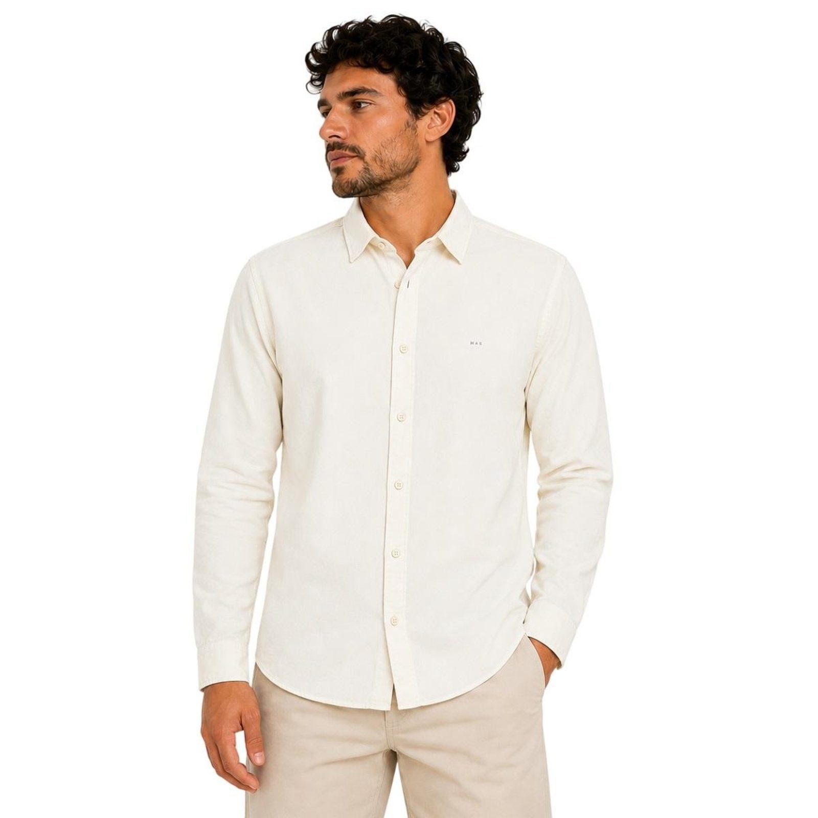 Camisa Manga Longa Slim Masculina Max Denim 12055 Offwhite