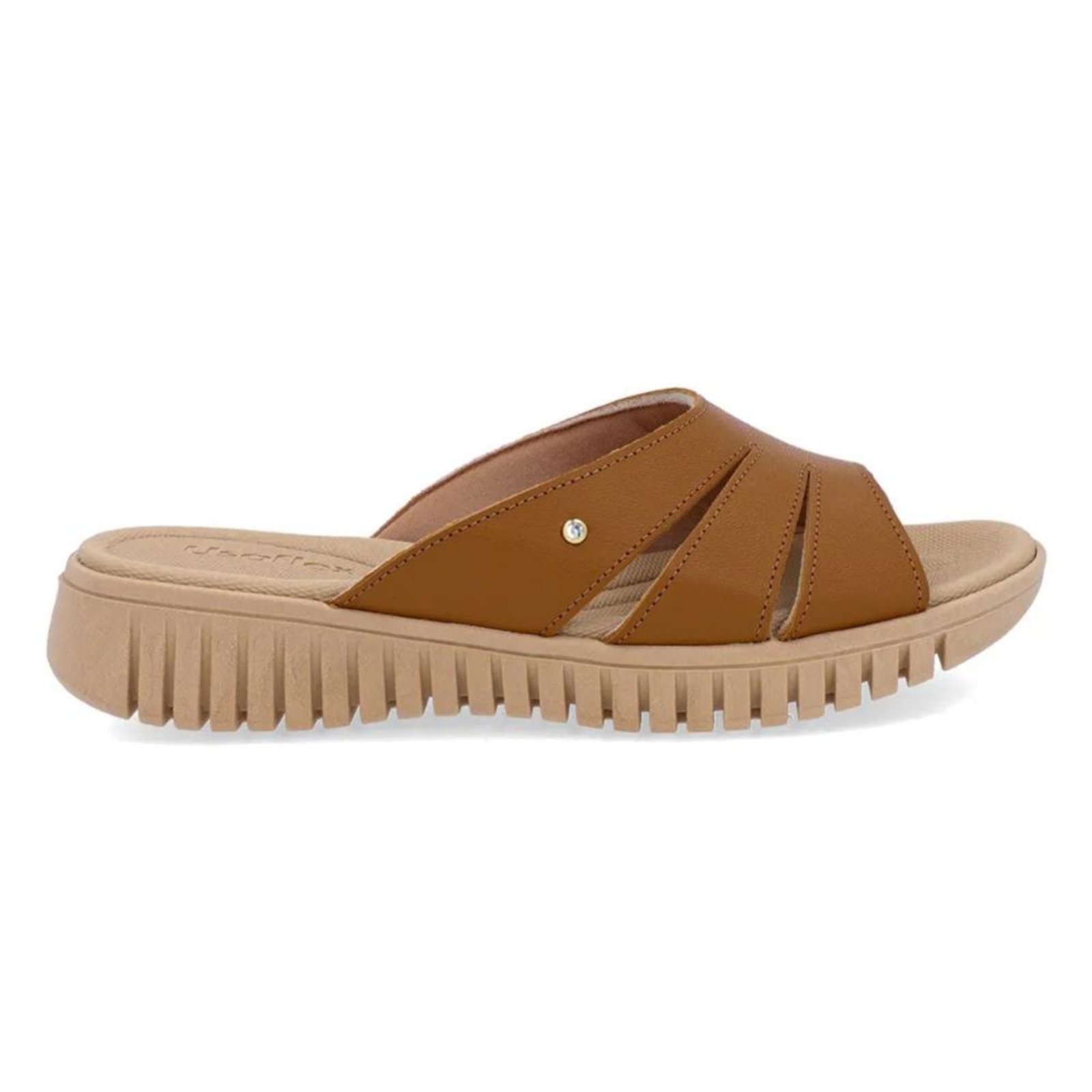 Tamanco Usaflex Feminino Plataforma Couro Casual UC21001 Caramelo