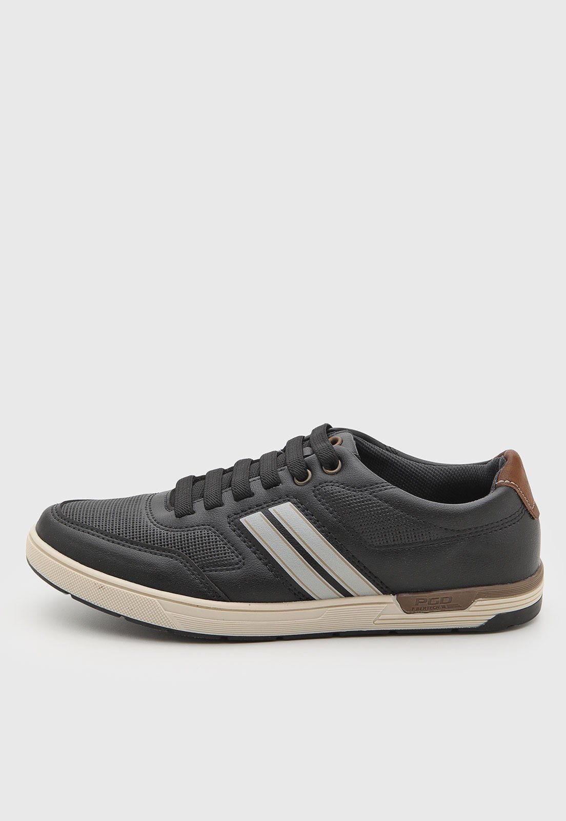 Tênis Masculino Pegada Recortes Preto