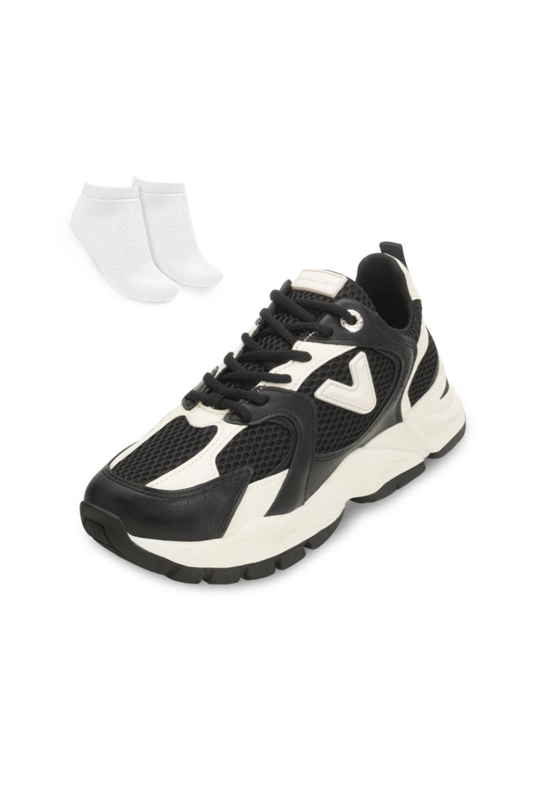 Tênis Casual Via Marte e Meia VM25-14001 Preto-Creme