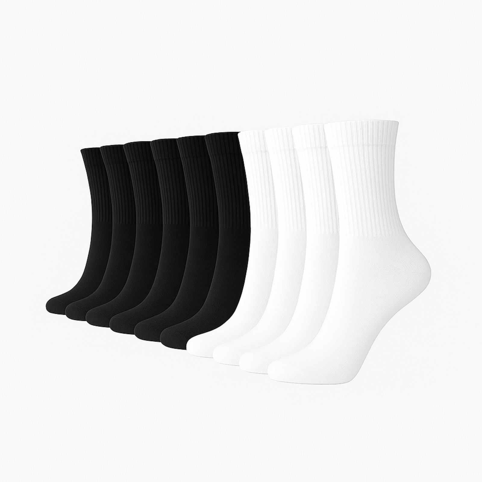 Vista 3 Kit 12 Pares de Meias FMF Masculinas Cano Médio 6 Pretas e 6 Brancas branco FMF branco
