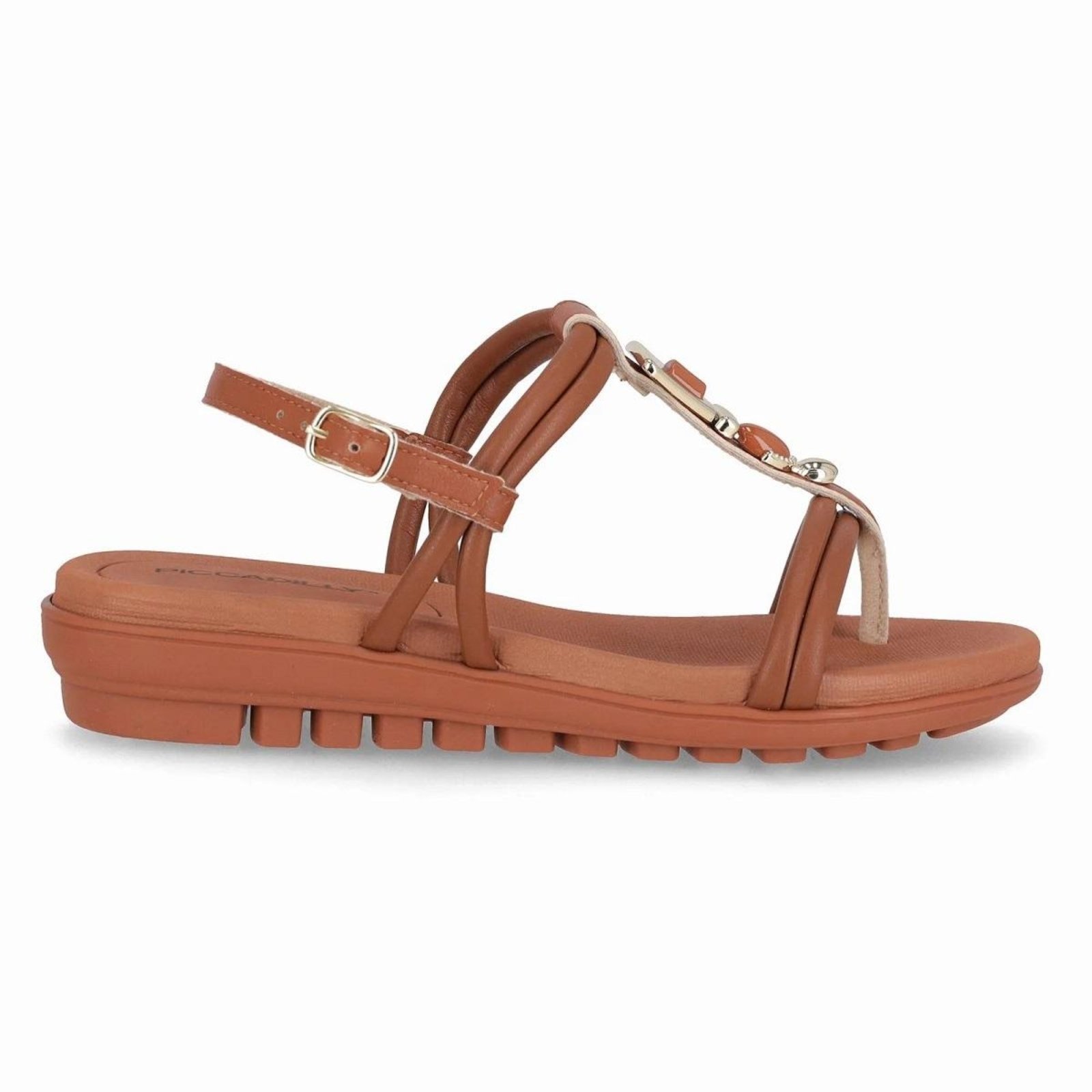 Sandália Rasteira Feminina Piccadilly 523002-11 Camel