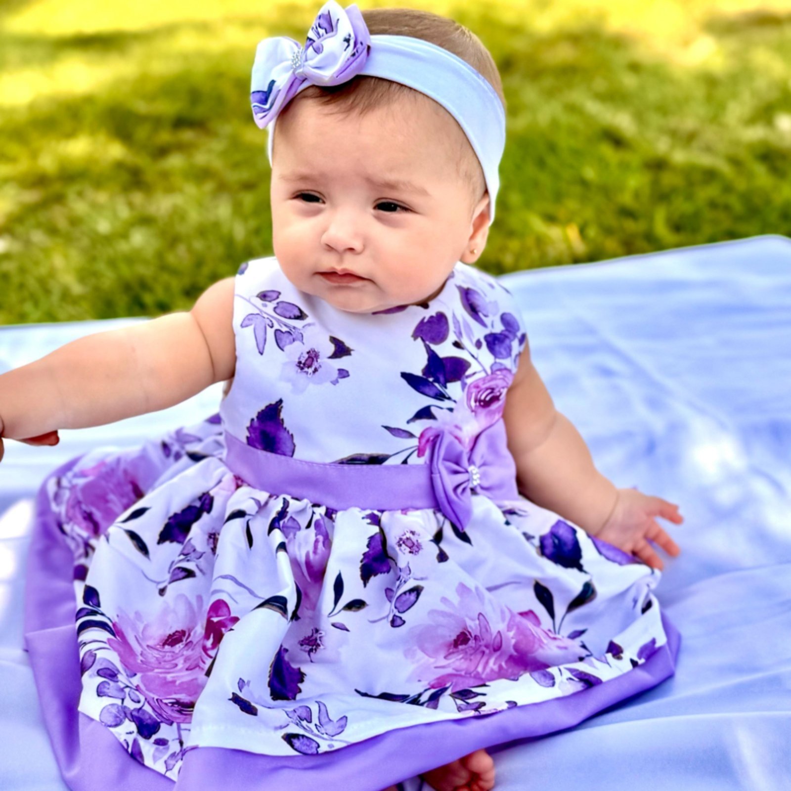 Infantil - Vestido Manga Curta Ariele Lilás Floral