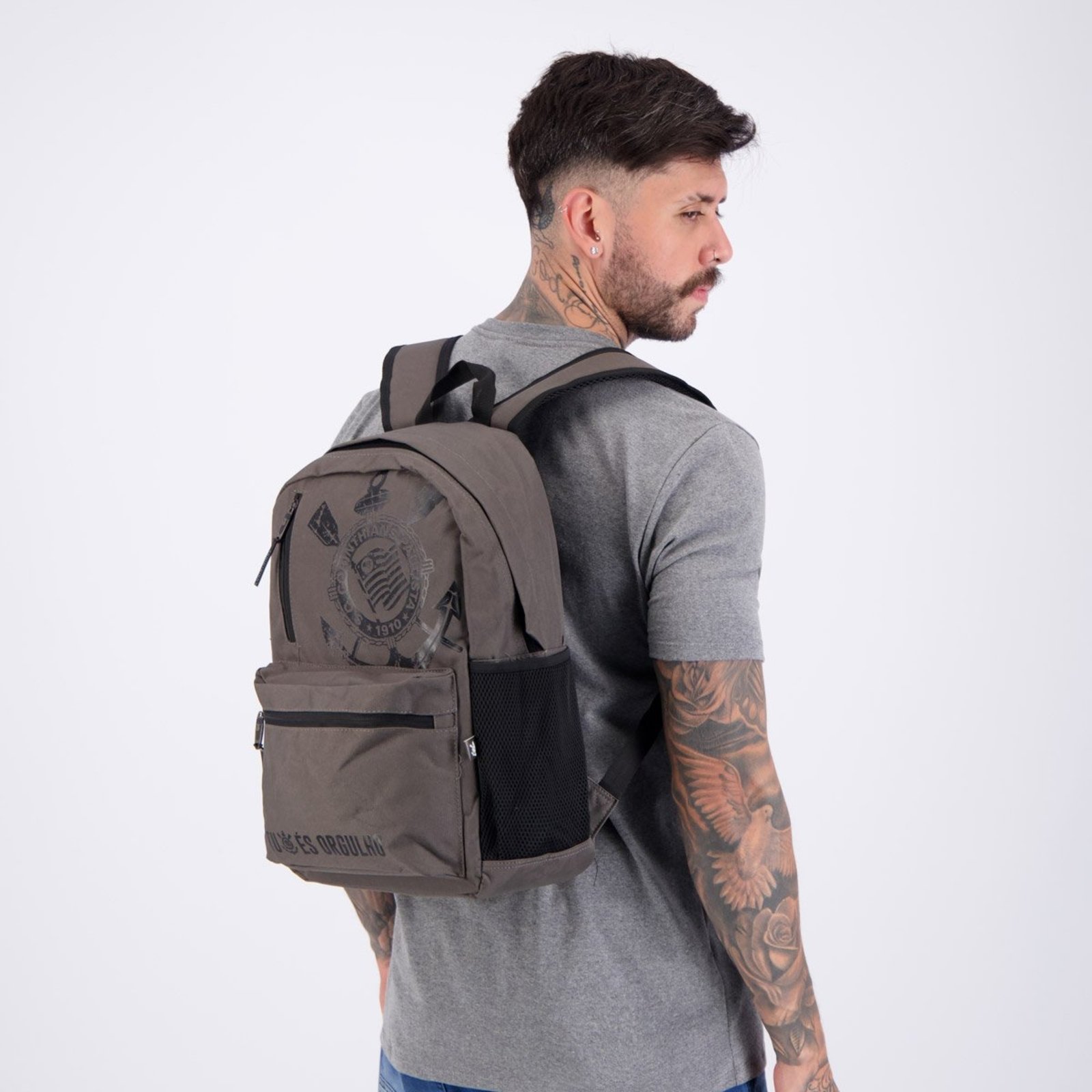 Mochila Corinthians Esportiva Cinza