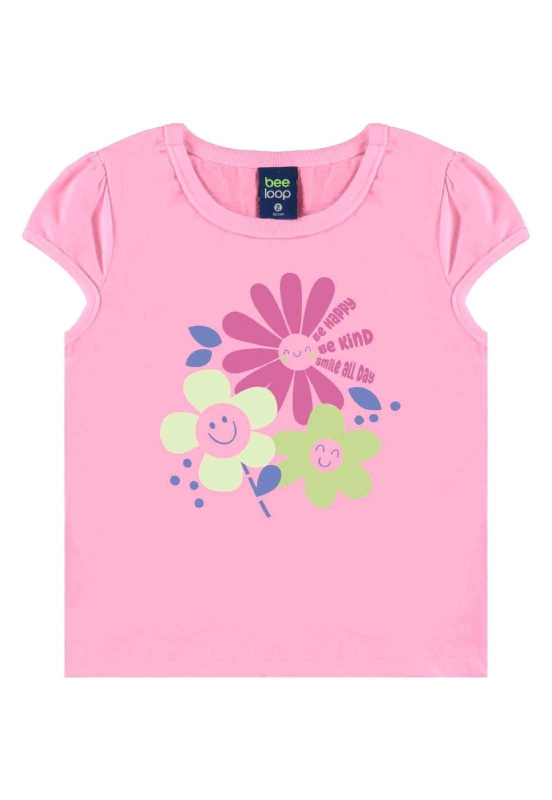 Vista 3 Infantil - Conjunto Blusa Florezinhas e Short Bee Loop laranja Bee Loop laranja