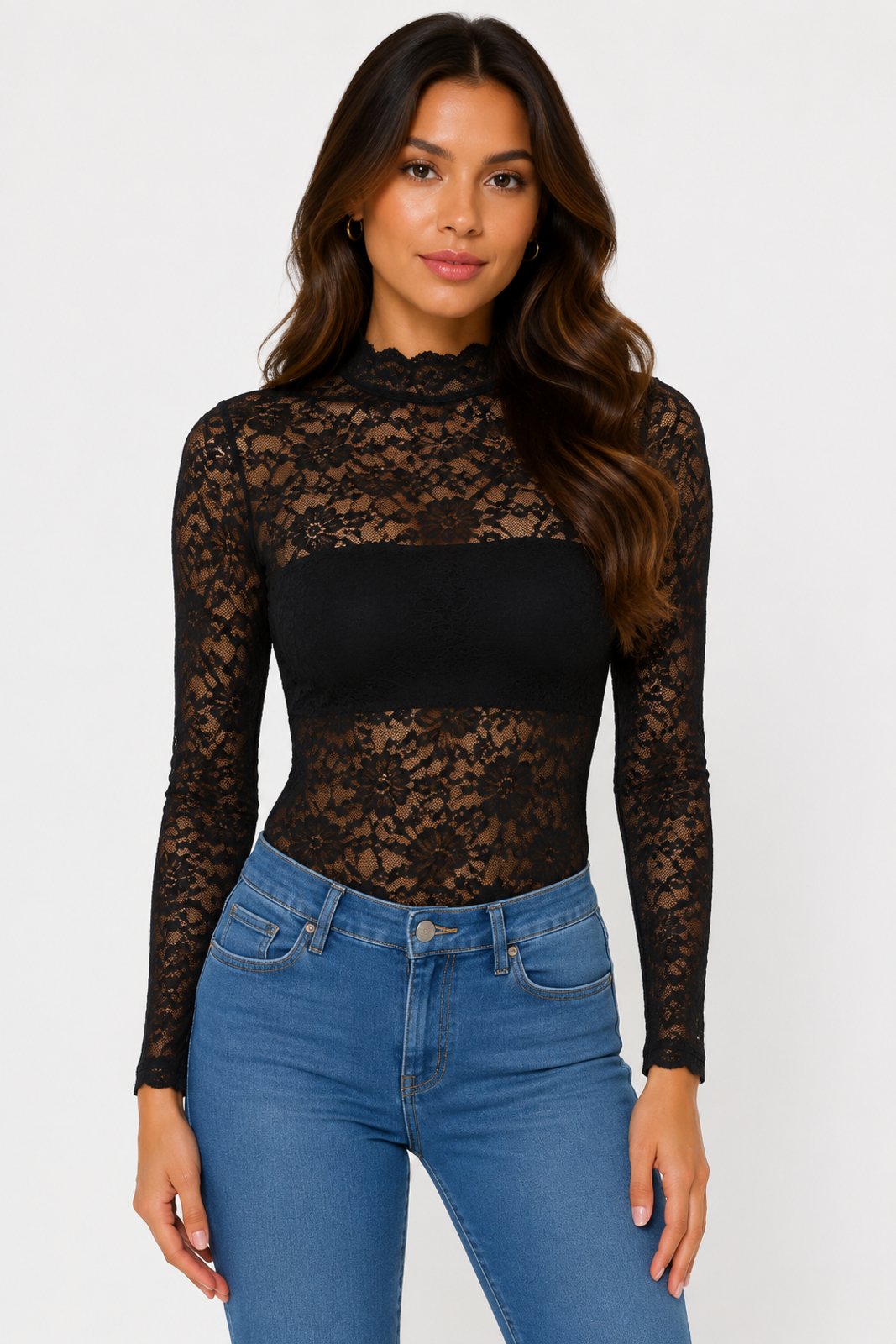 Body Feminino D Bell Outlet Fashion Renda Preto