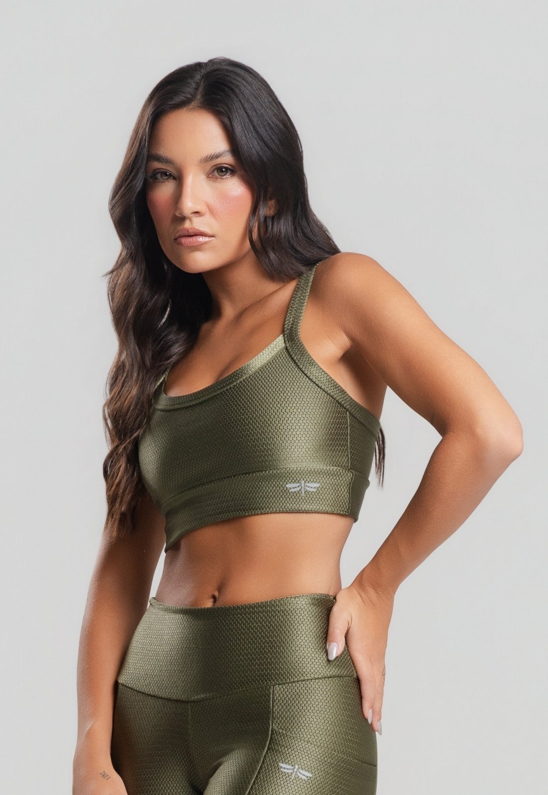 Top Fitness Poliamida Texturizado Com Brilho Salvatore Verde