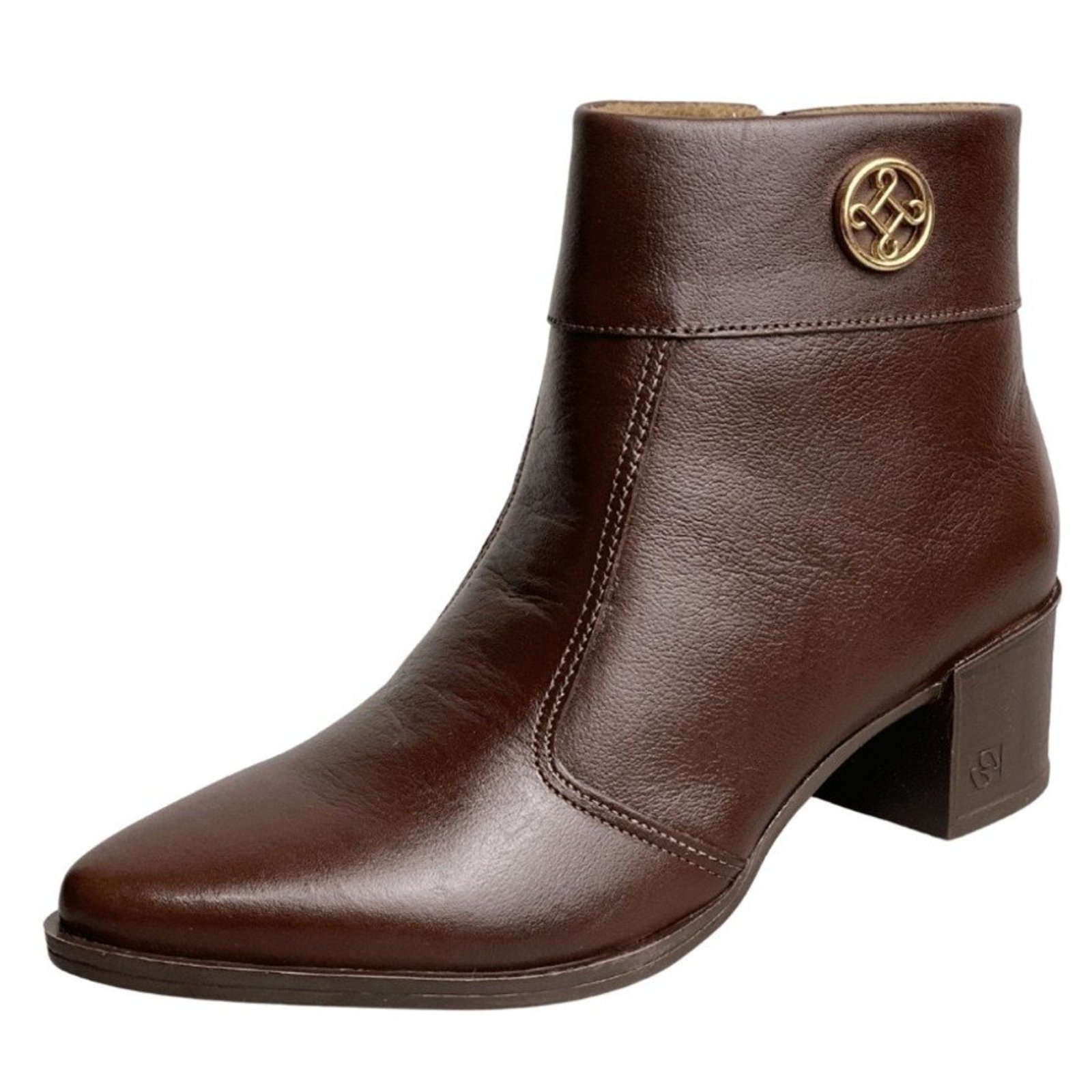Bota Feminina Couro Confortável Resistente Cano Baixo Pegada