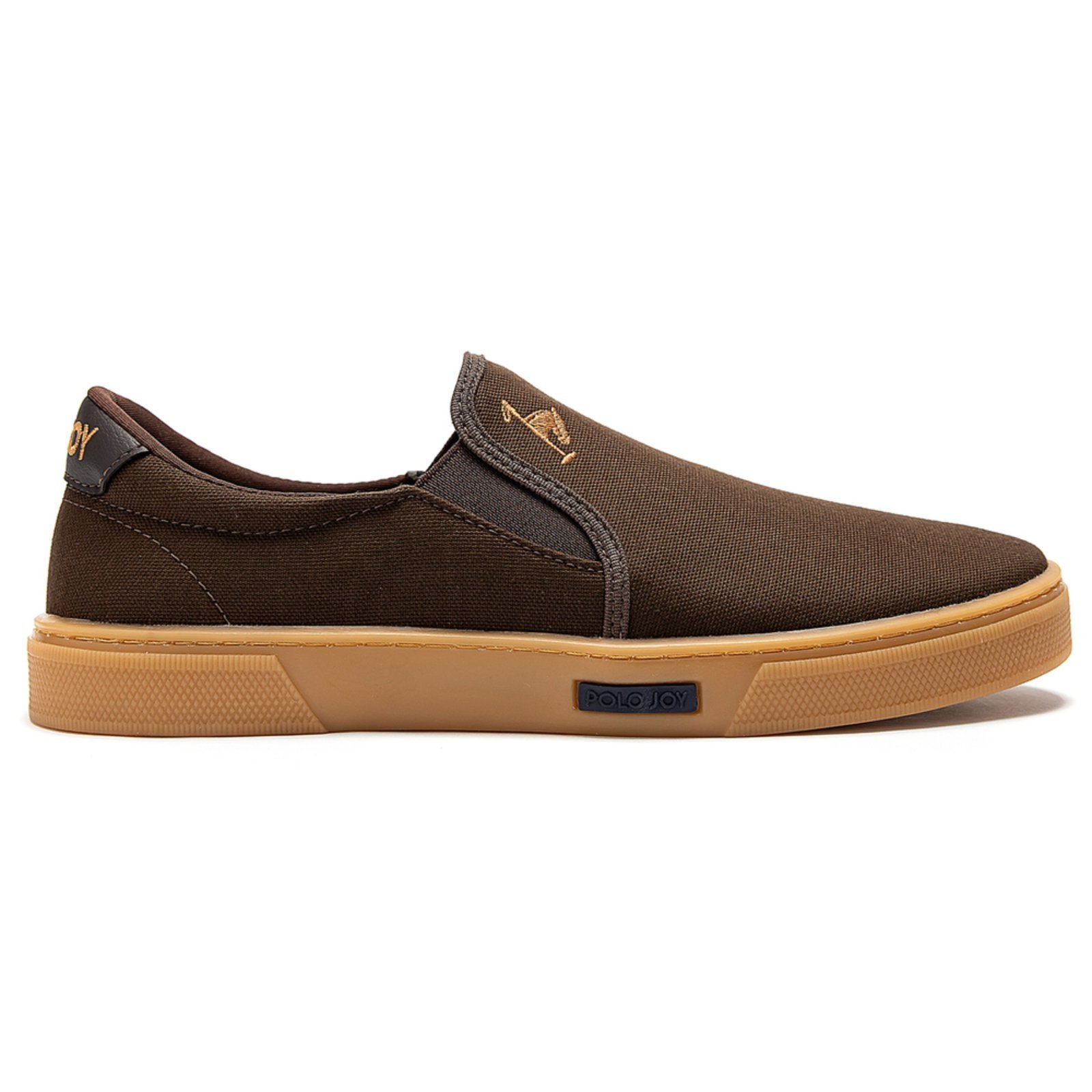 Sapatênis Masculino Polo Joy Slip On Casual Todos Tamanhos Café Latex