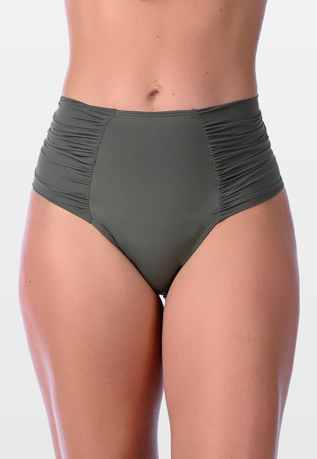 Vista 2 Calcinha Summer Soul Hot Pants Lateral Franzida verde militar Summer Soul verde militar