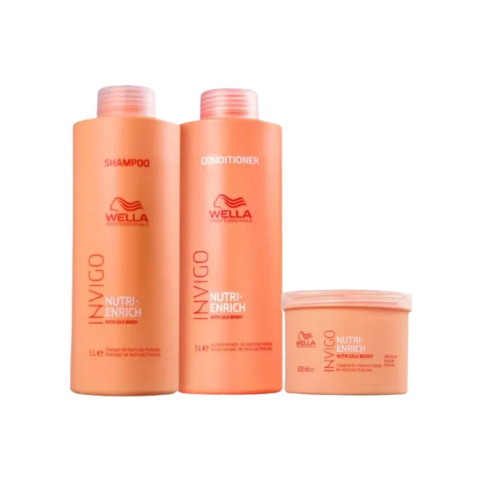 Kit Wella Nutri Enrich Shampoo 1L+ Condicionador 1L + Máscara 500Ml