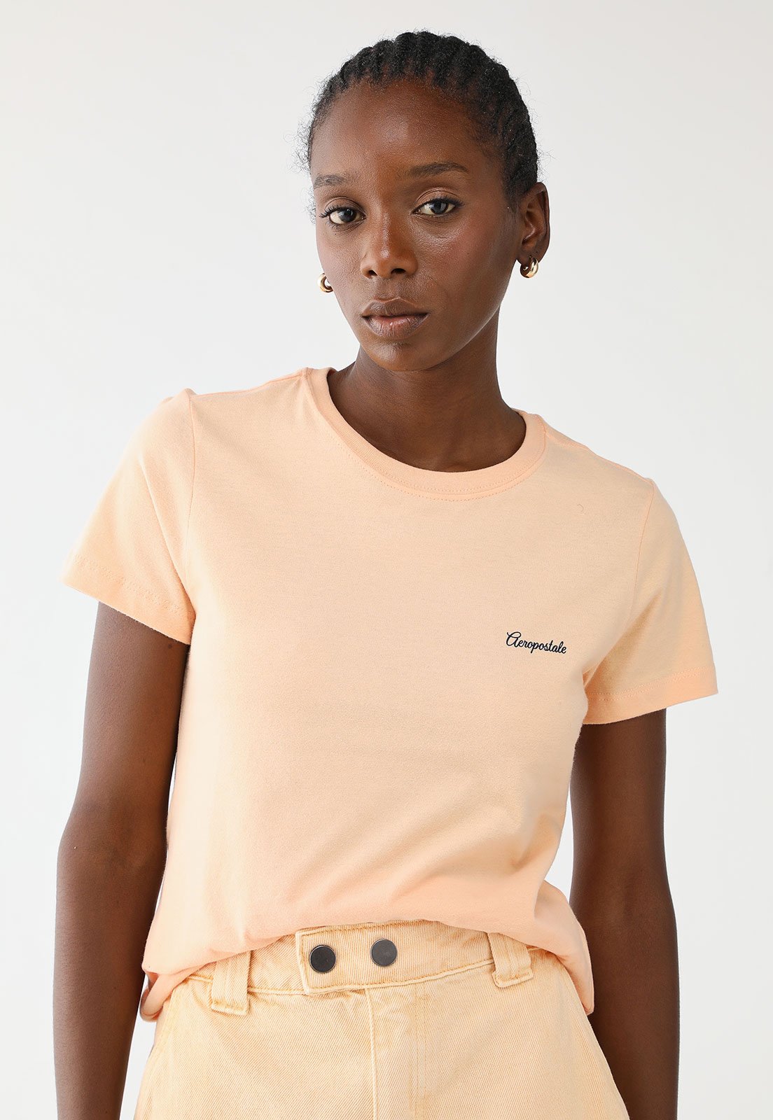 Camiseta Aeropostale Slim Logo Laranja