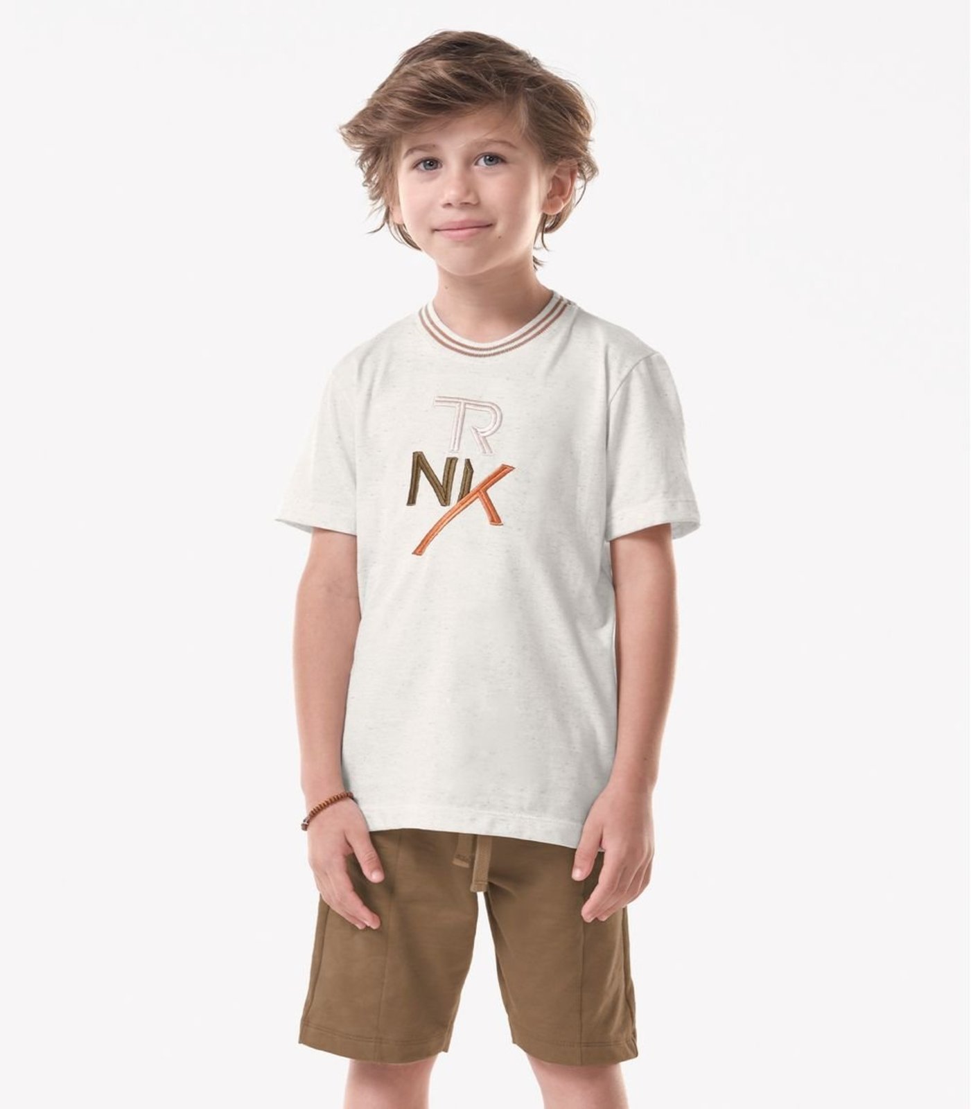 Infantil - Conjunto Camiseta Com Bermuda Trick Nick Bege
