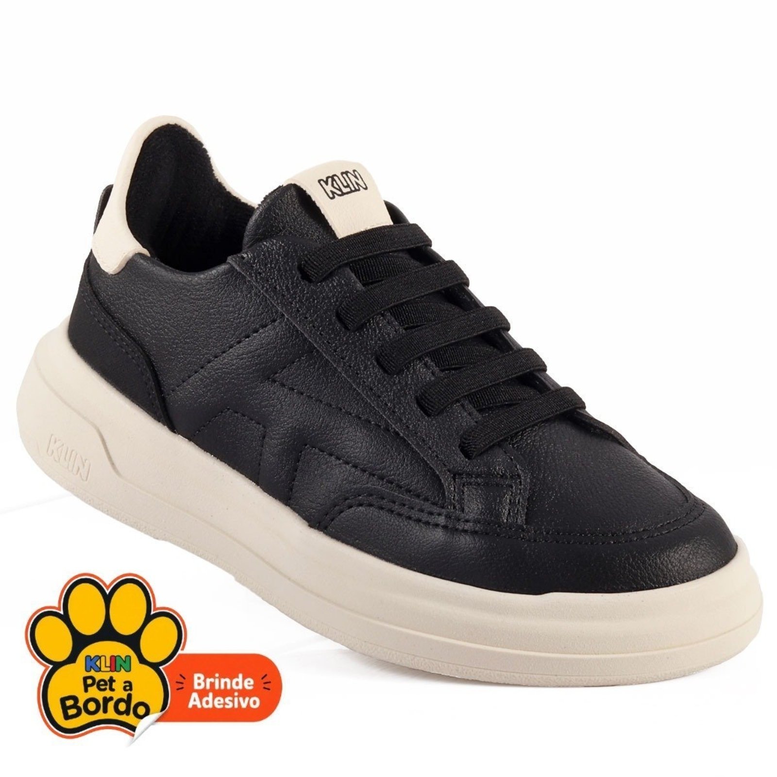 Infantil - Tênis Masculino Klin Casual Capri - Preto com Detalhe Branco