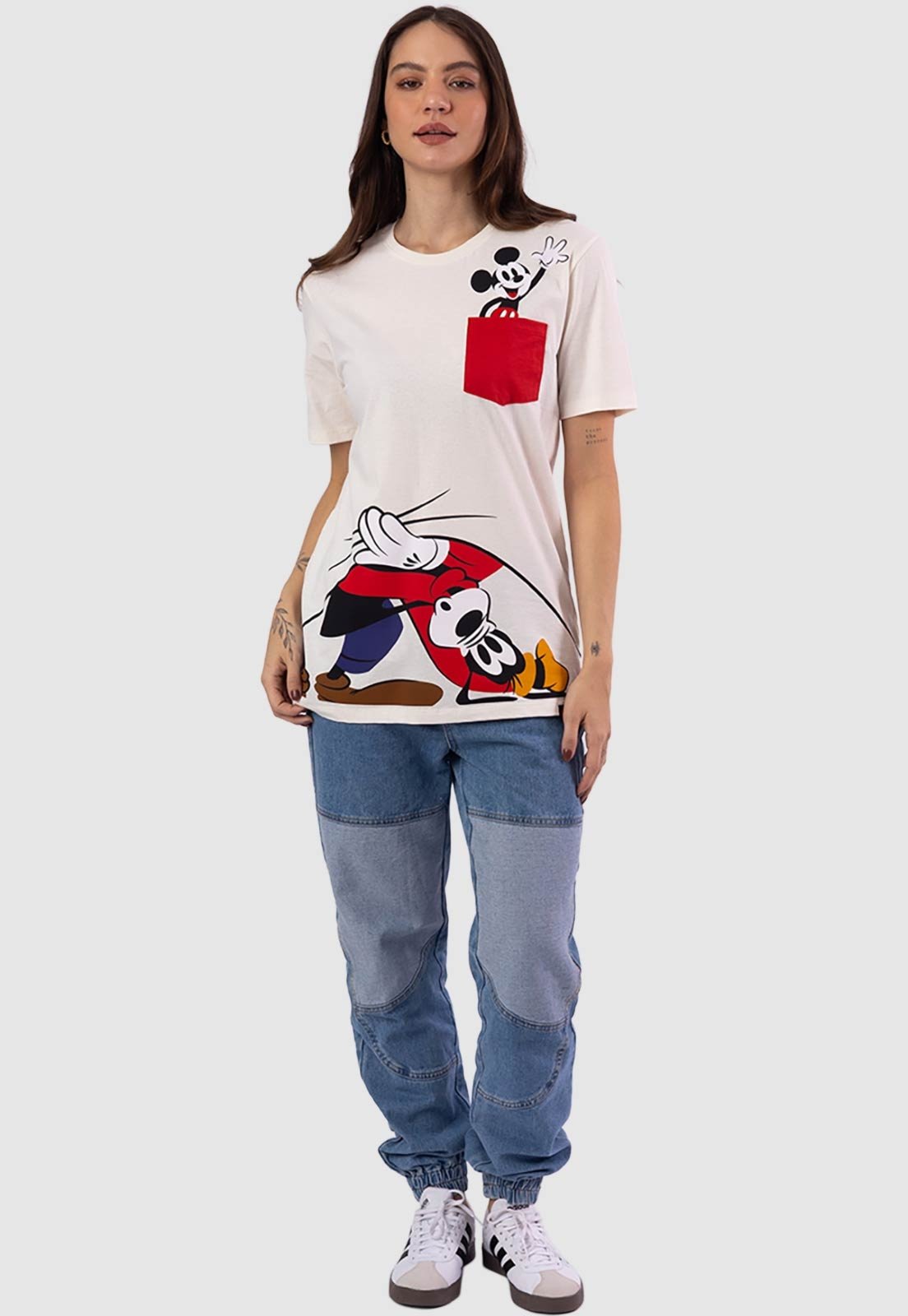 Camiseta Piticas Disney Mickey e Pateta Off White
