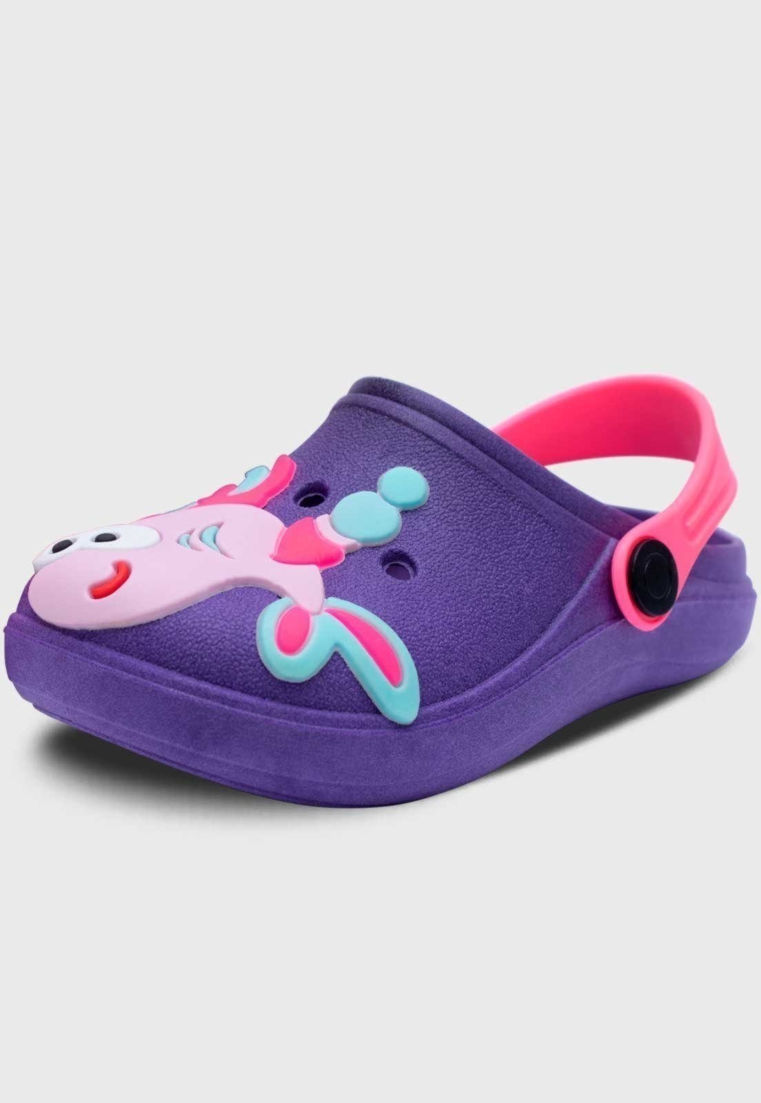 Vista 2 Infantil - Babuche Popidi Menina Peixe roxo Pópidí roxo