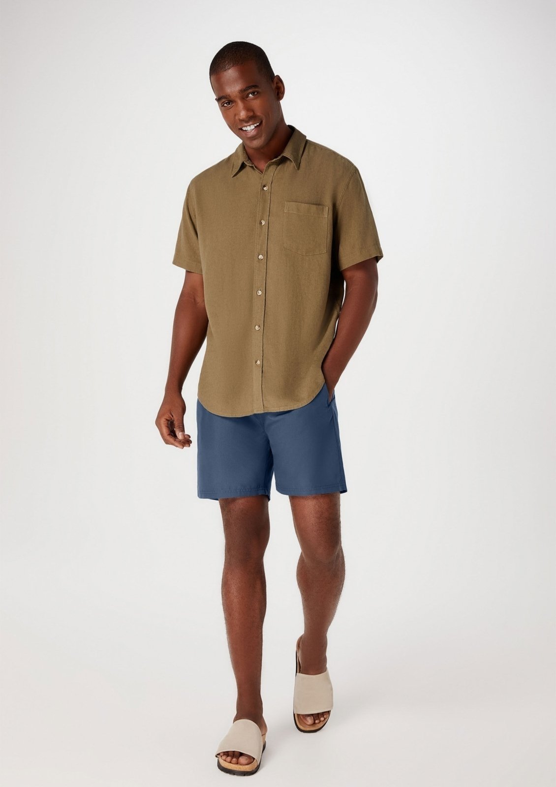 Shorts Básico Masculino Com Amarração – Azul