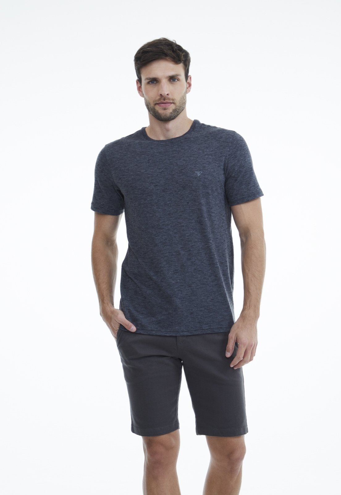 Vista 3 Camiseta Traymon Slim Gola Redonda Mescla preto Traymon preto